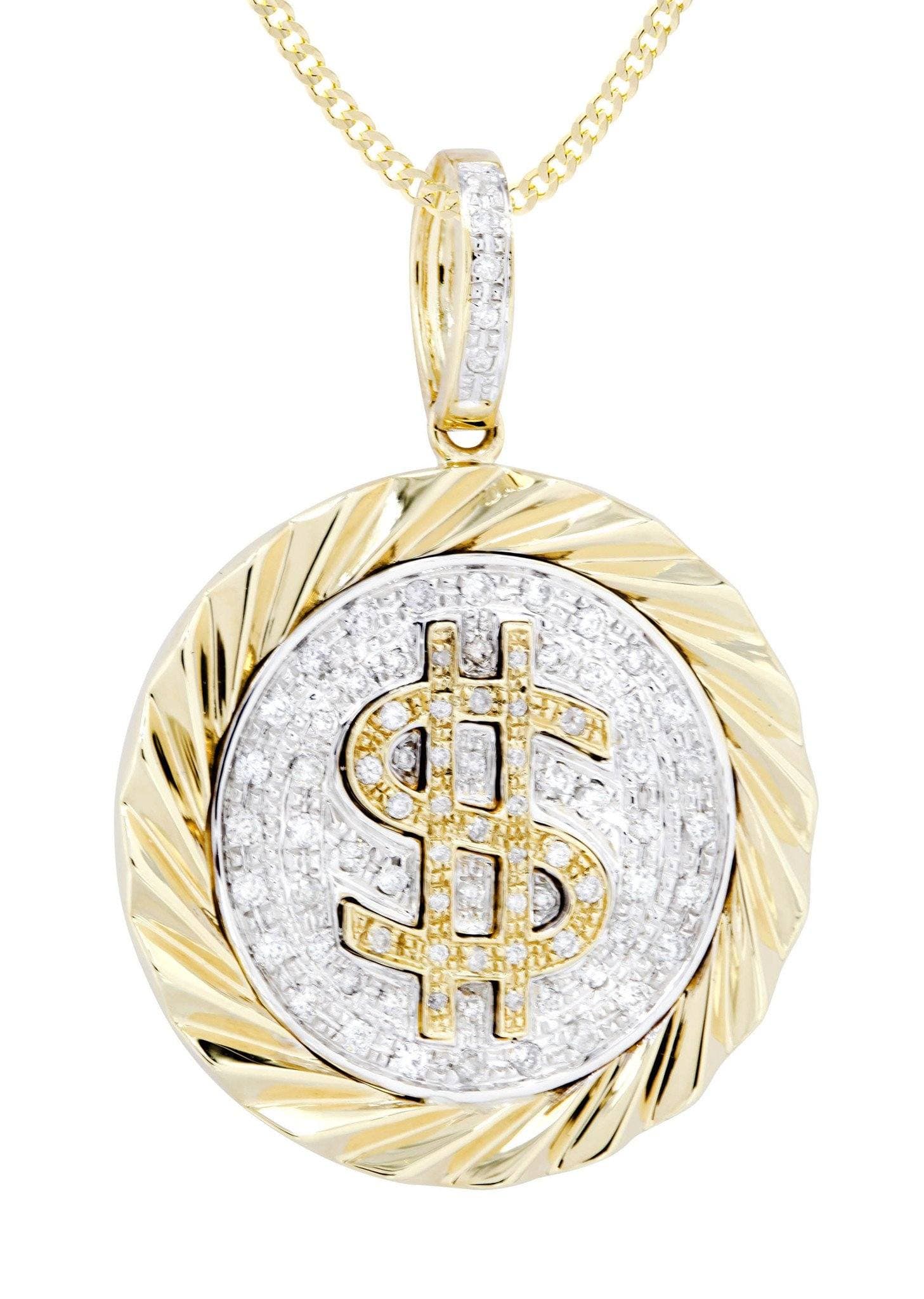 14K Yellow Gold Money Sign Diamond Necklace | 0.5 Carats - Image 2