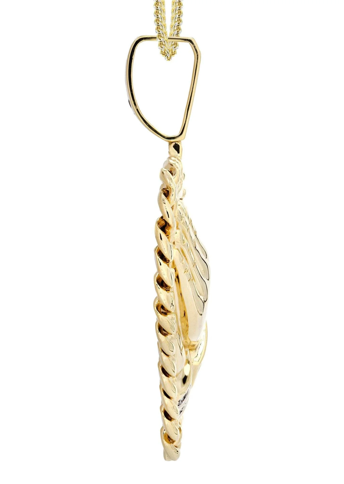 14 Yellow Gold Praying Hands Diamond Necklace | 0.63 Carats - Image 3