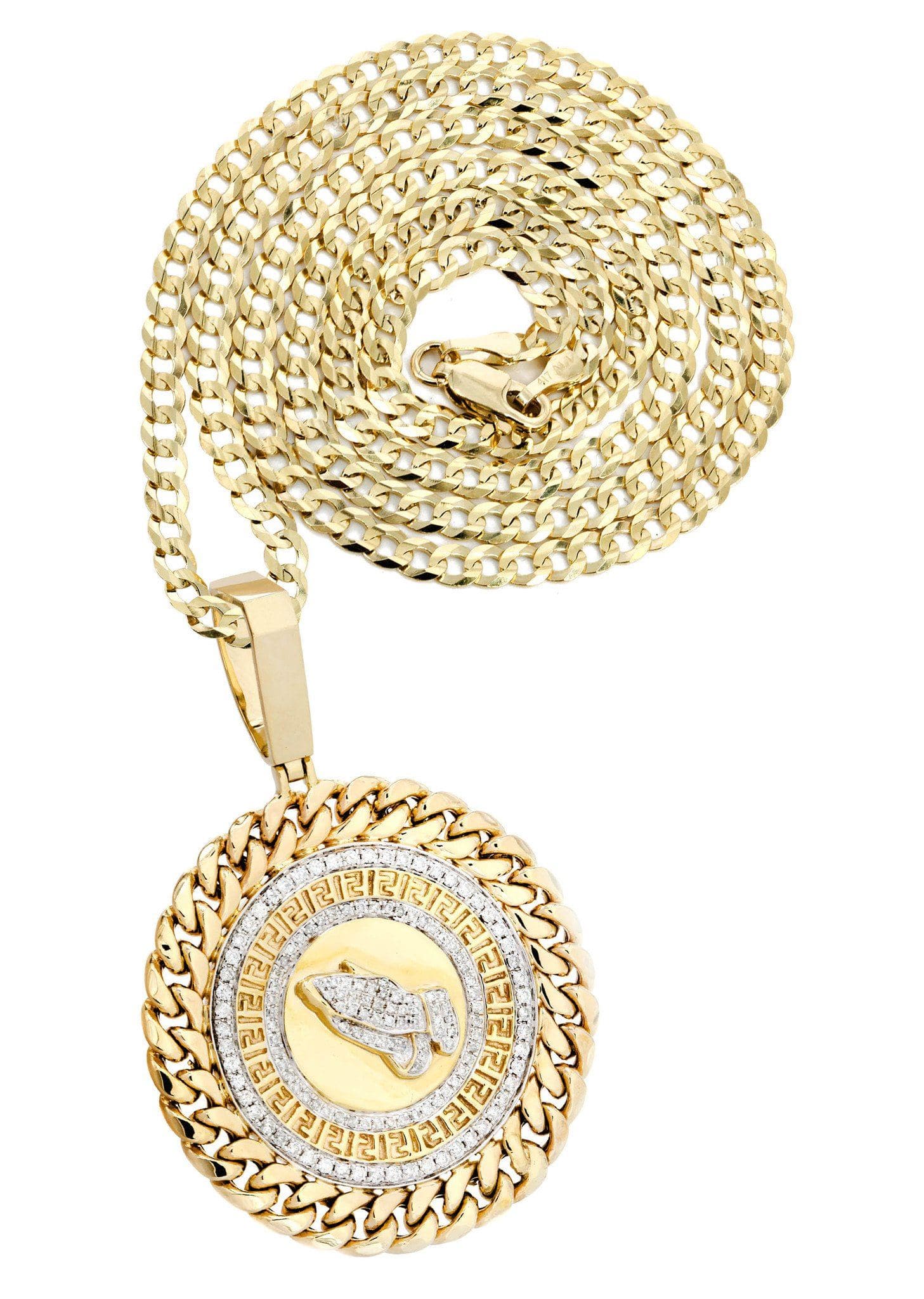 14 Yellow Gold Praying Hands Diamond Necklace | 1.46 Carats