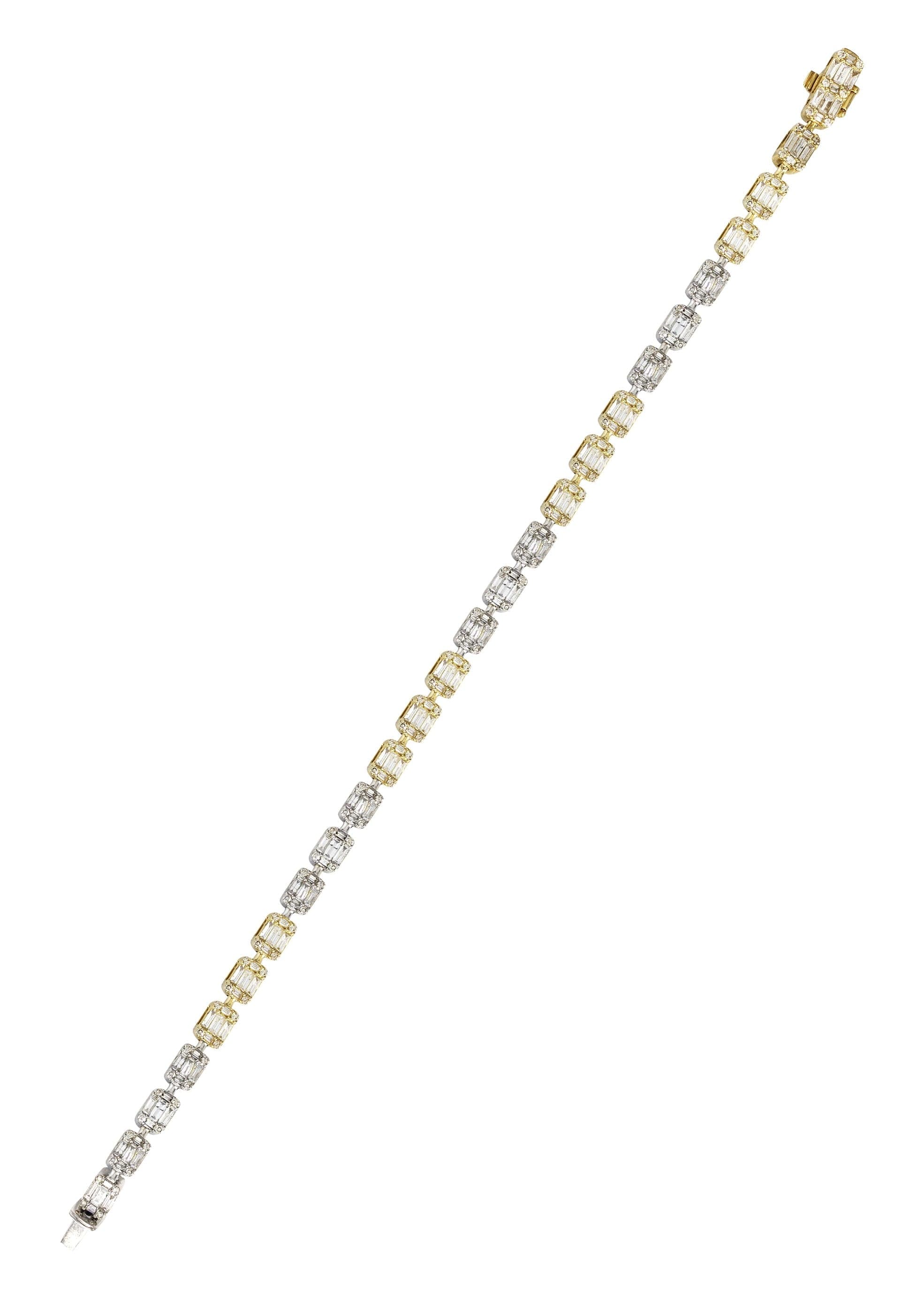 14K Two Tone Diamond Baguette Tennis Bracelet | 18.07 Grams | 4.21 Carats - Image 3