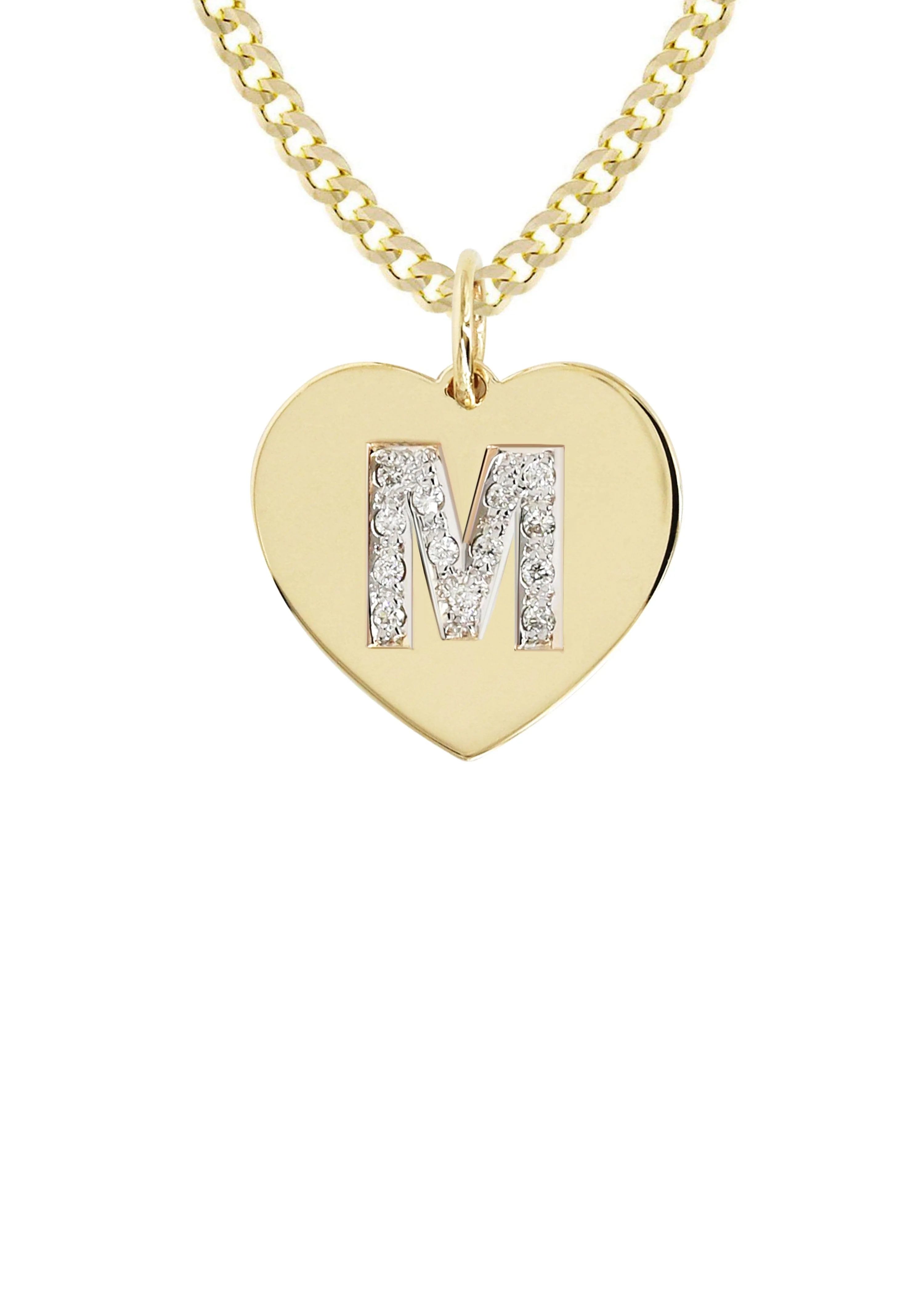 14K Gold Diamond Initial Heart Pendant Necklace