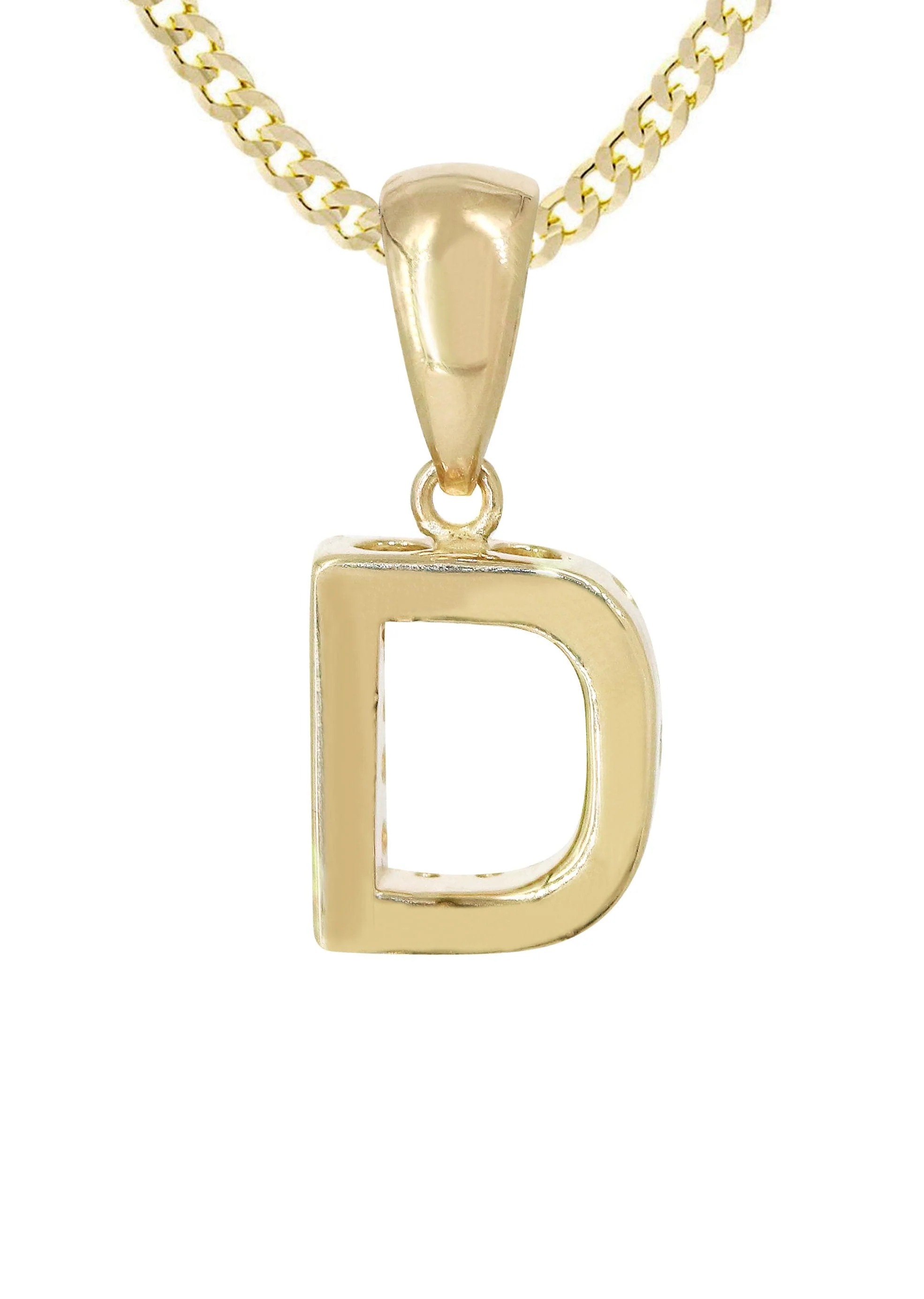 14K Gold Diamond  Initial Pendant and Cuban Chain .50 Carats - Image 4