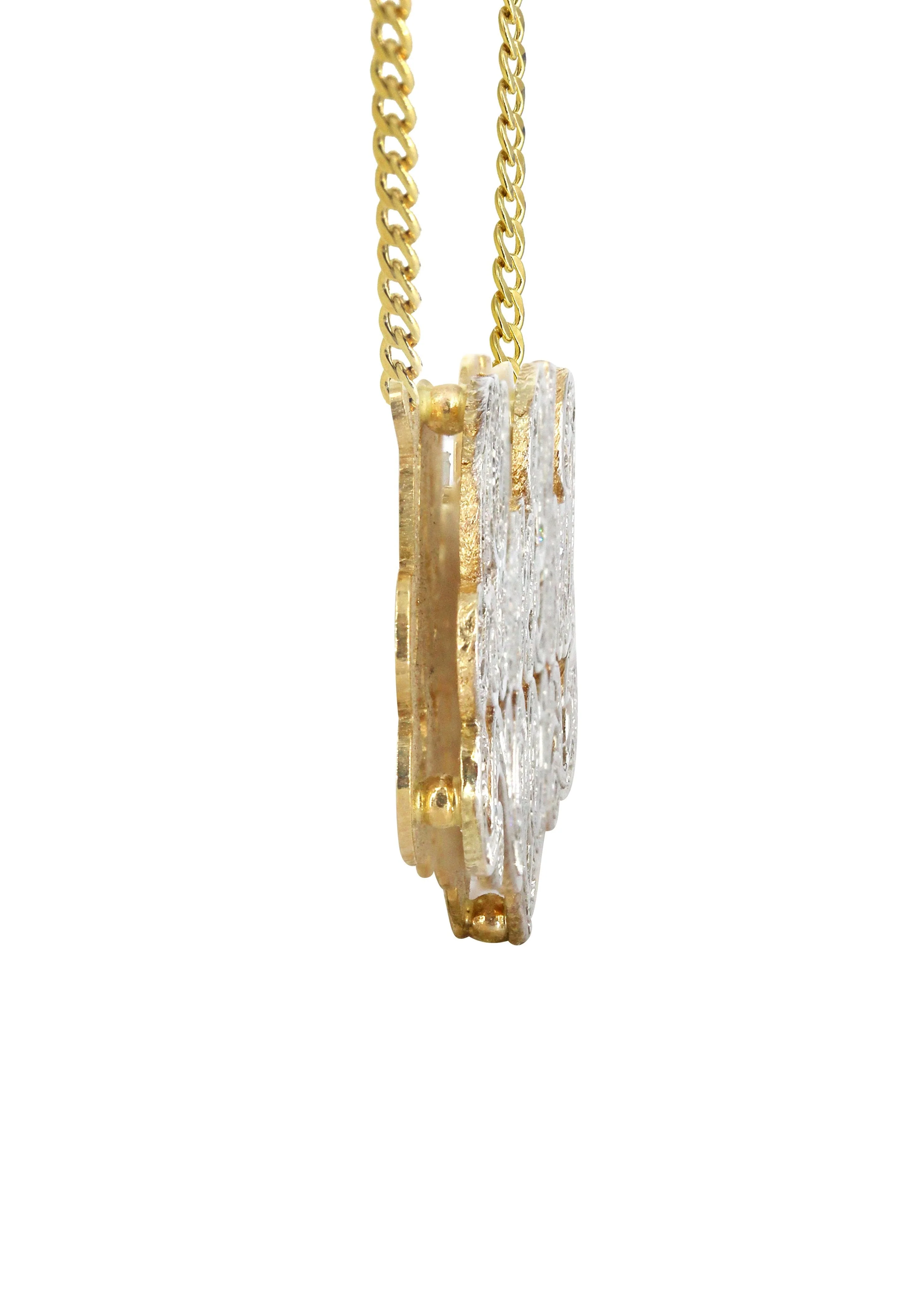 14K Gold  Diamond Cut with Diamonds Name Plate Necklace | Style #24 - Image 3