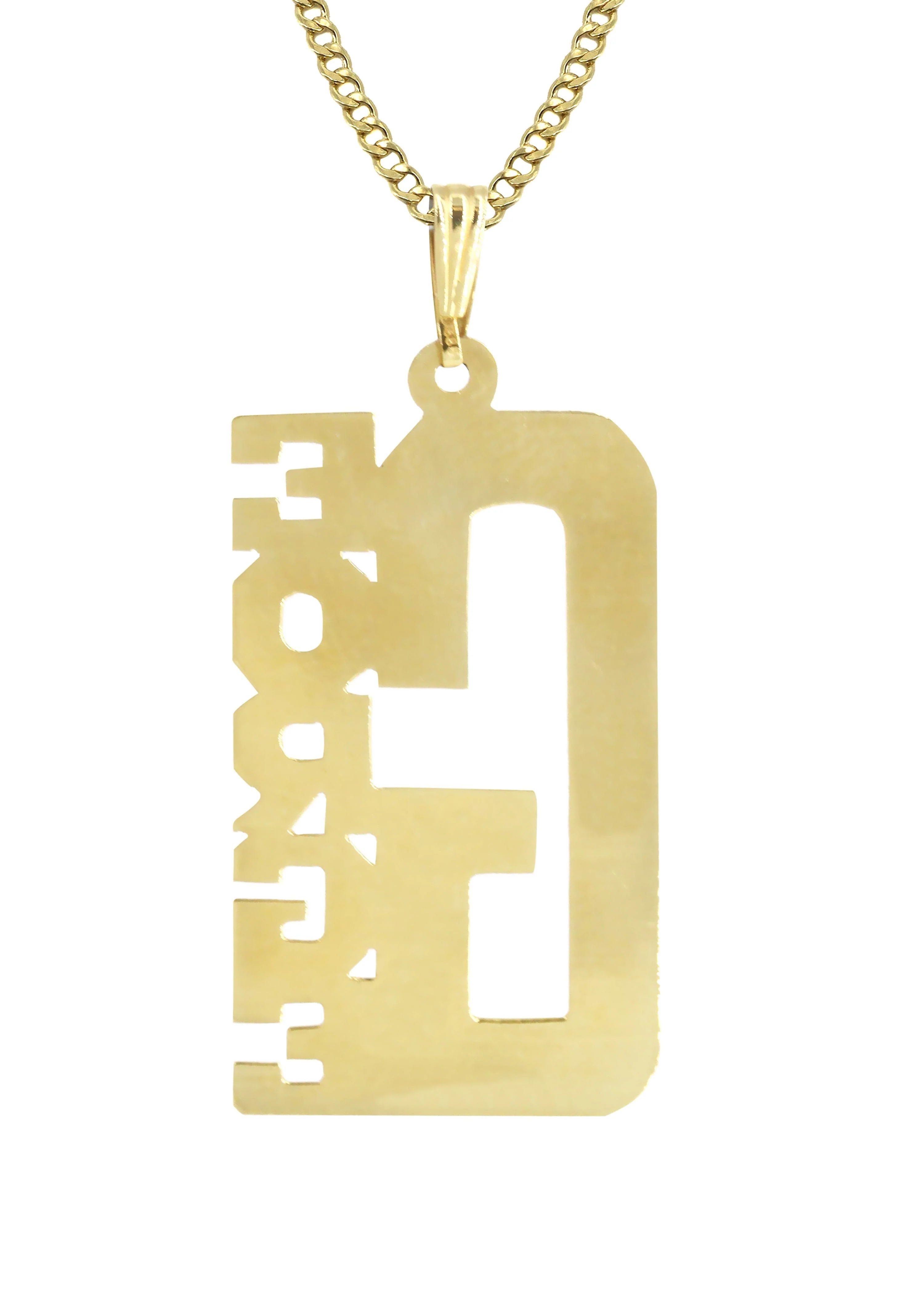 14K Gold  Big Letter Name Plate Necklace | Style #79 - Image 2