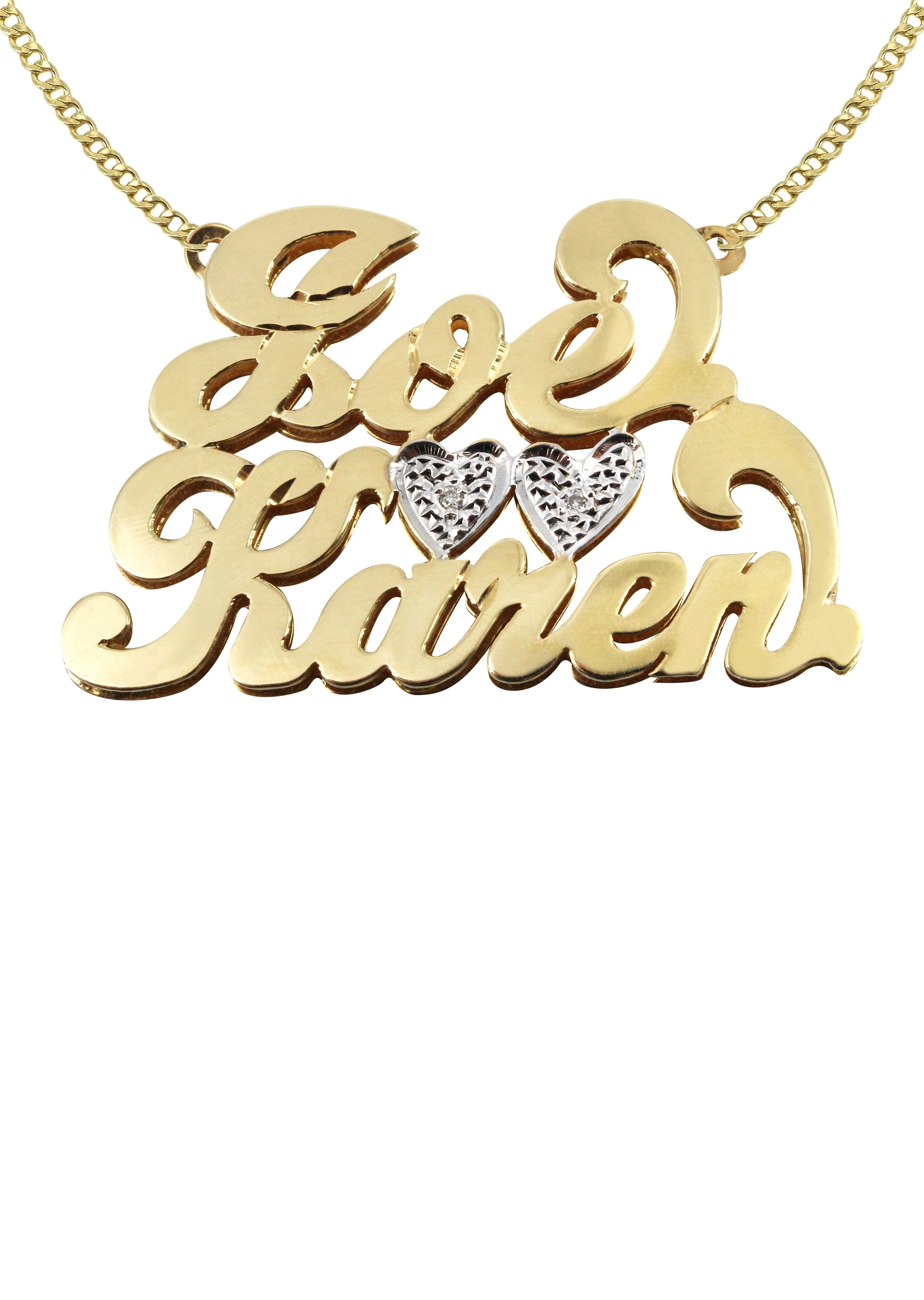 14K Gold Couple Names Name Plate Necklace | Style #63