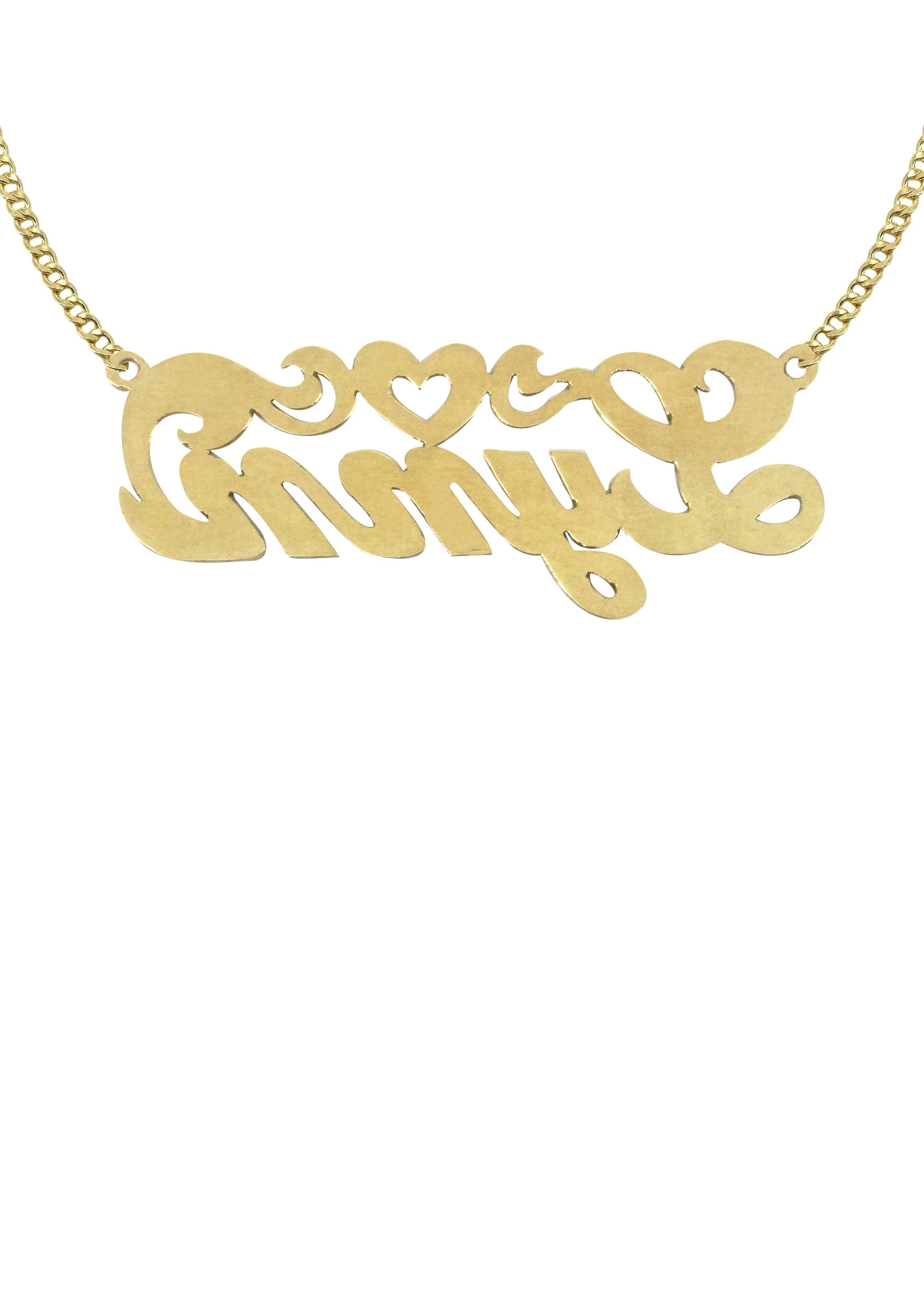 14K Gold Diamond Cut Heart Name Plate Necklace | Style #83 - Image 2