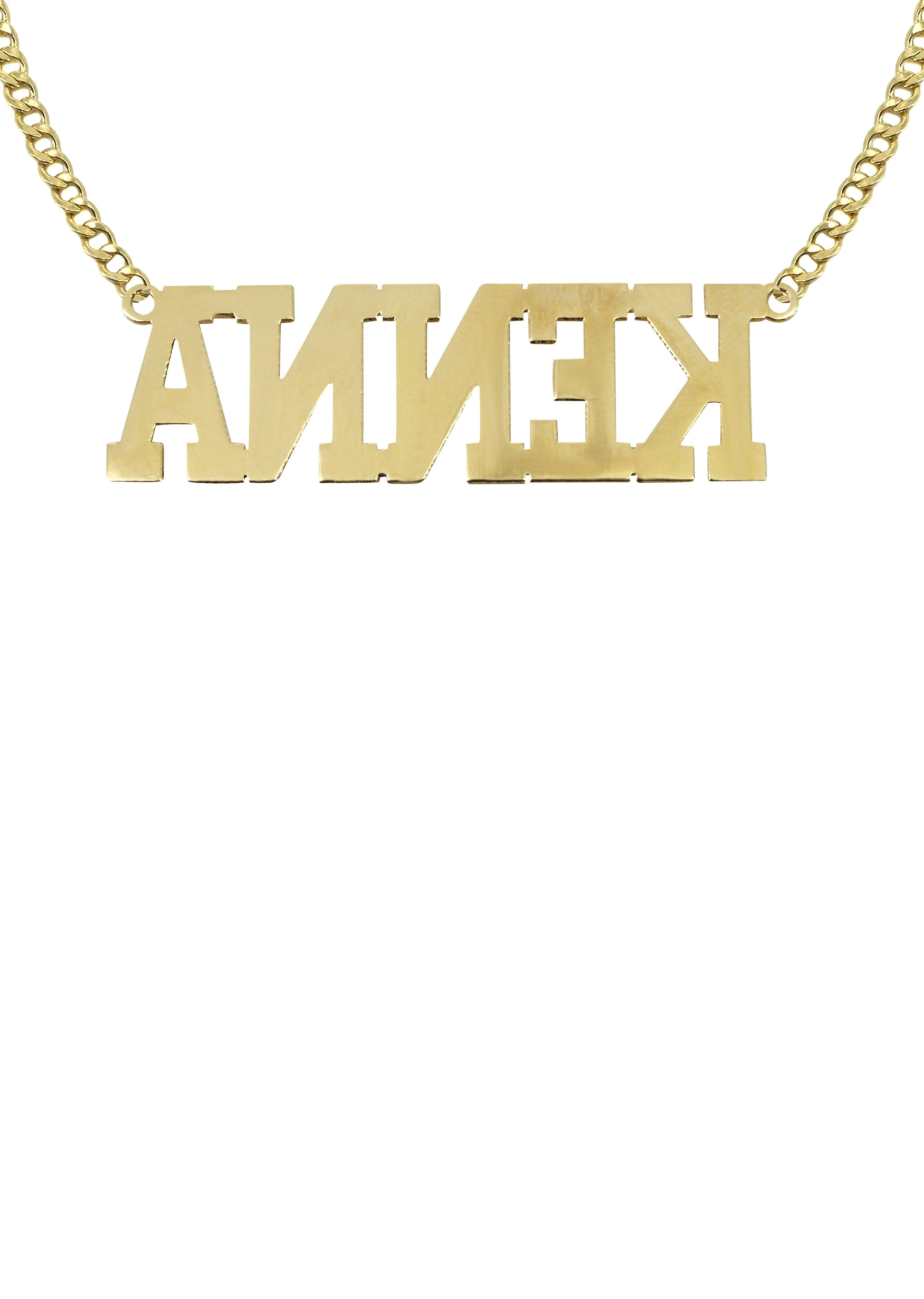 14K Gold  Diamond Cut Name Plate Necklace | Style #46 - Image 2
