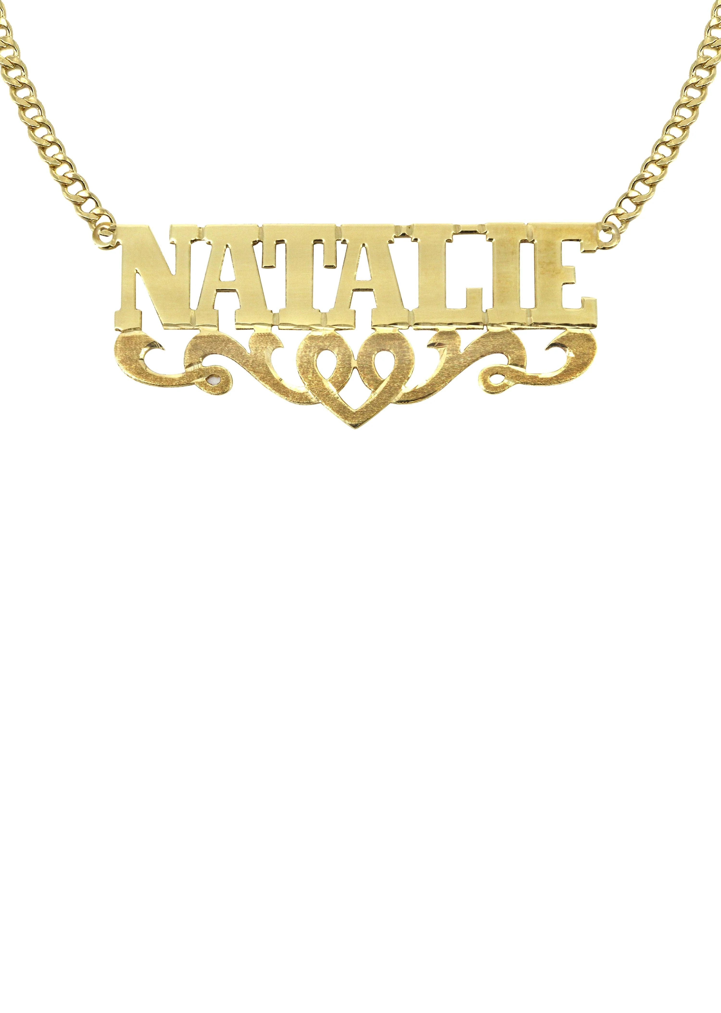 14K Gold  Diamond Cut Name Plate Necklace | Style #120