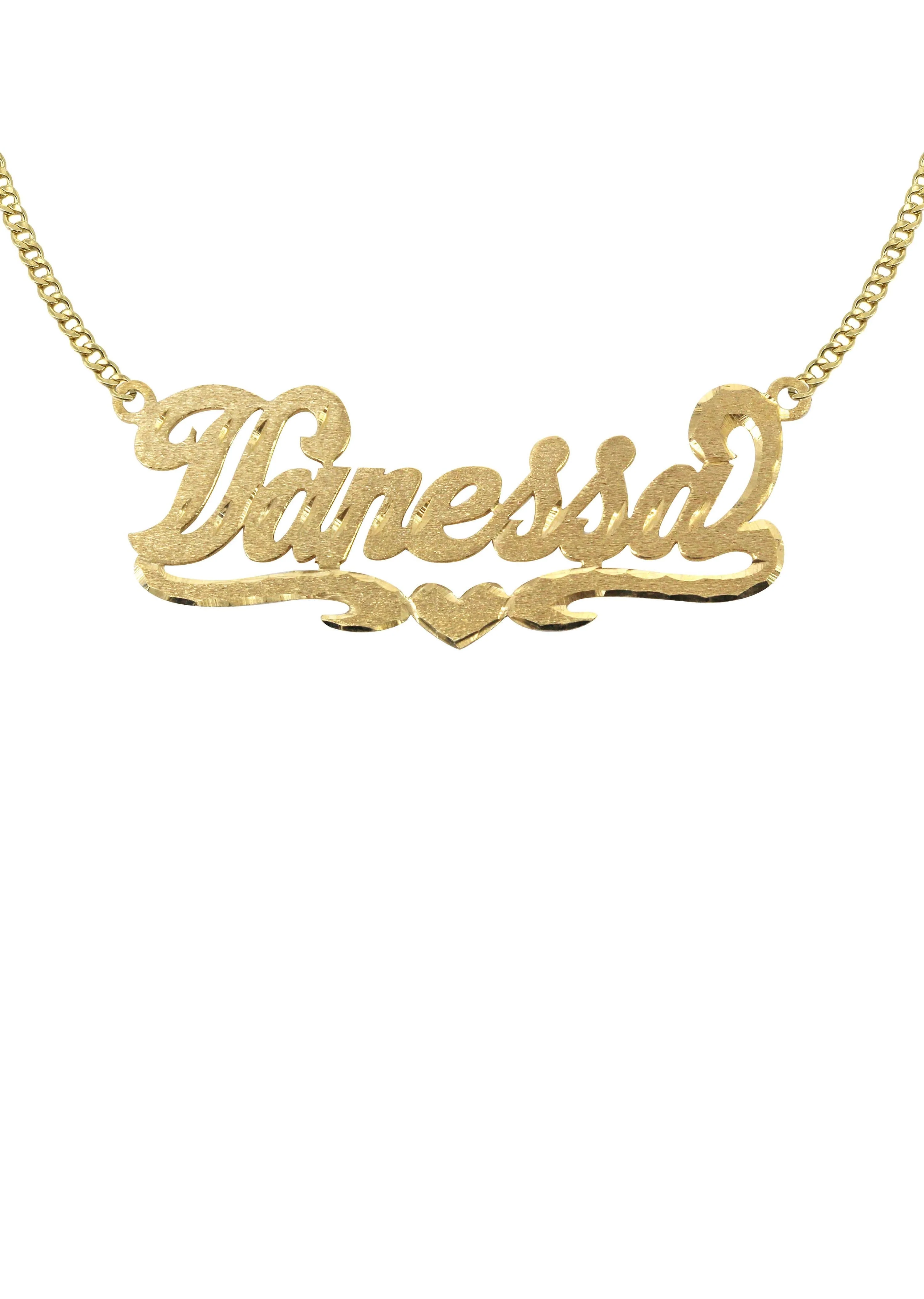 14K Gold  Diamond Cut Name Plate Necklace | Style #8