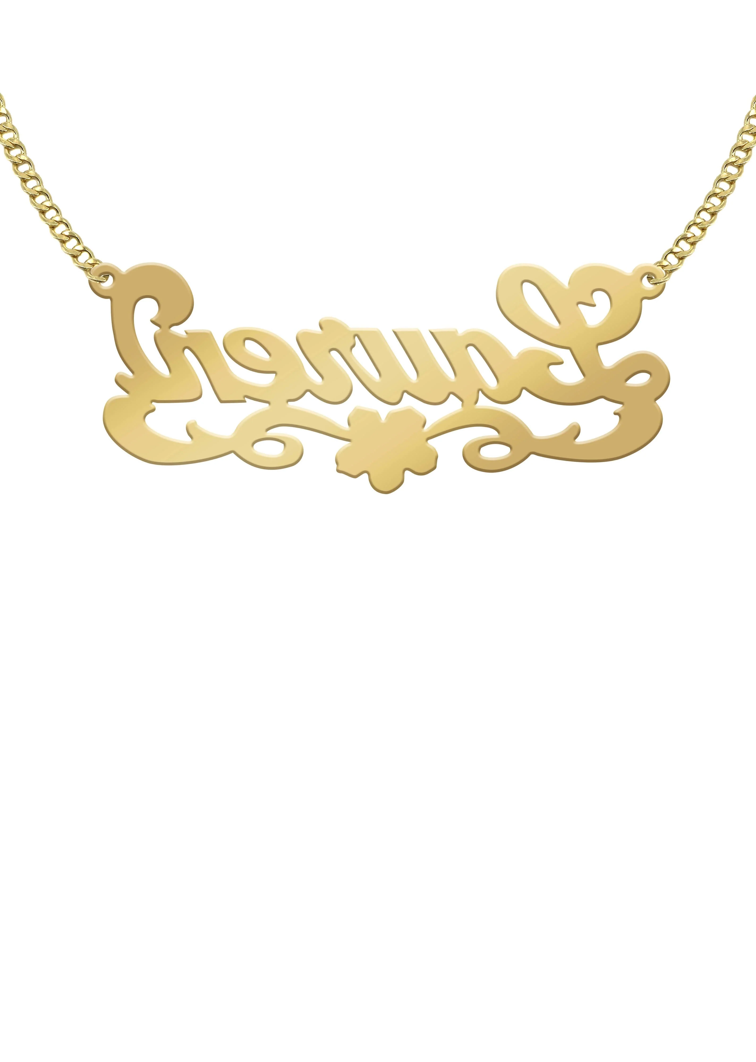 14K Gold  Diamond Cut Name Plate Necklace | Style #43 - Image 2