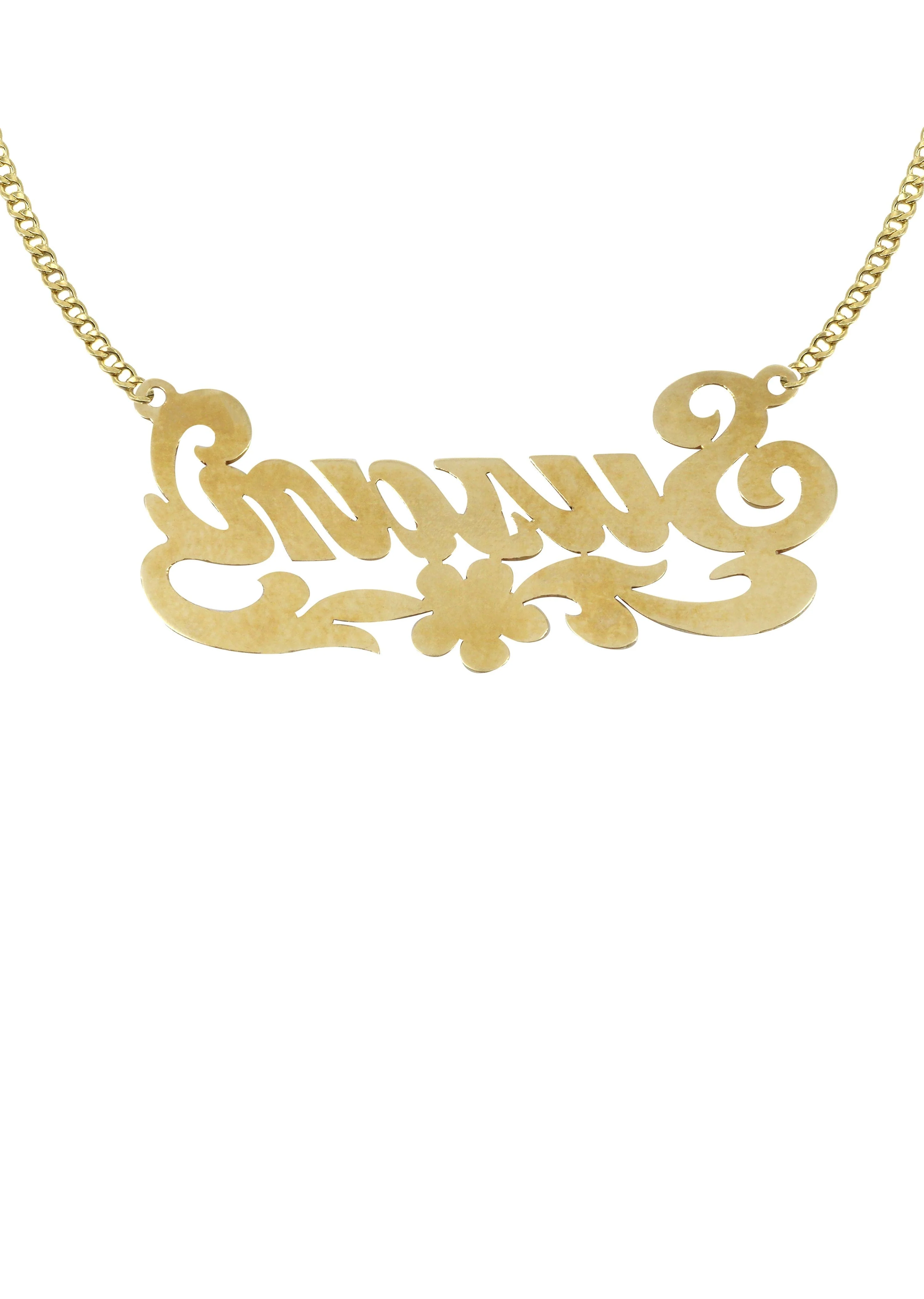 14K Gold Diamond Cut Name Plate Necklace | Style #48 - Image 2