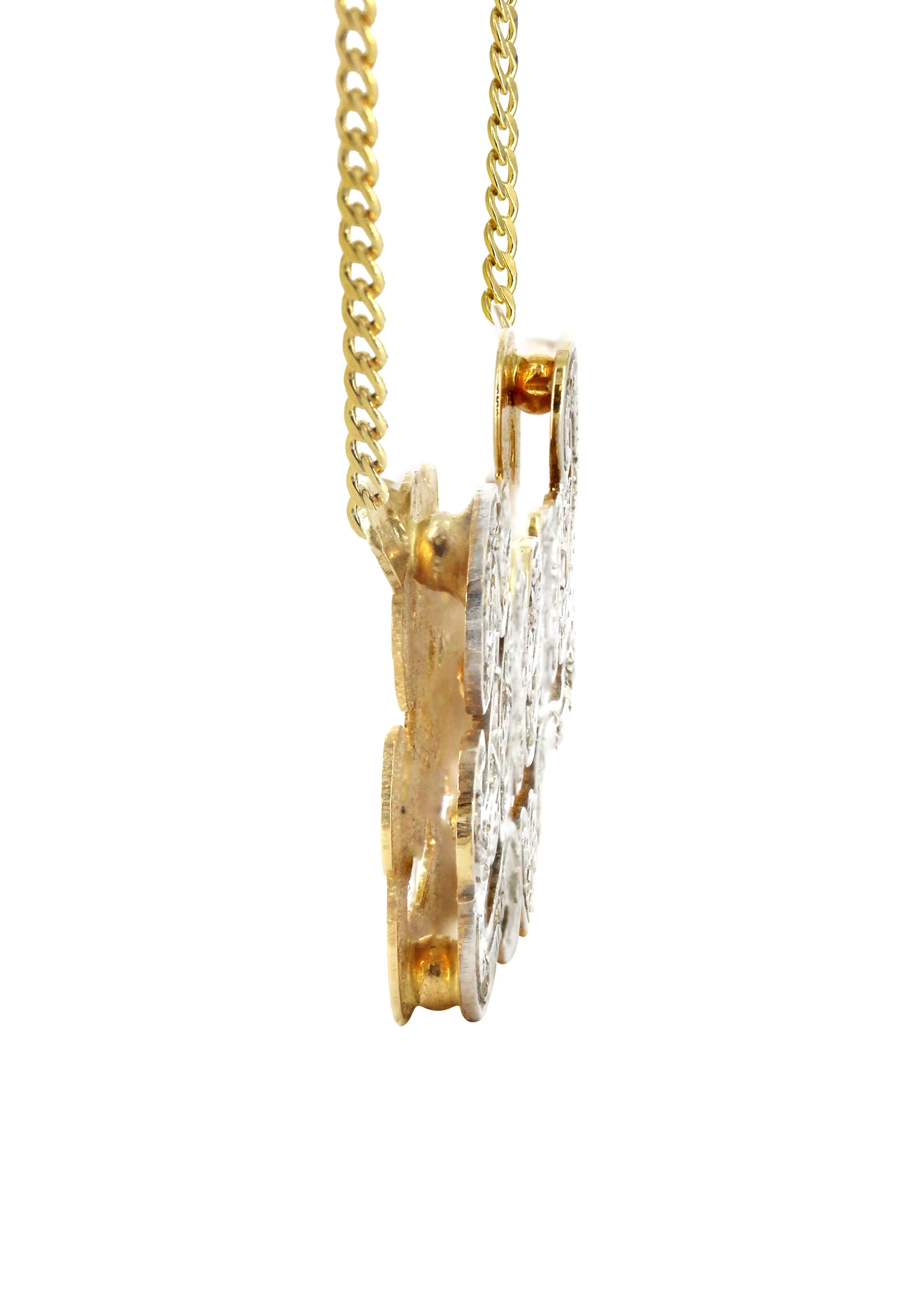 14K Gold  Diamond Cut with Diamonds Name Plate Necklace | Style #19 - Image 3