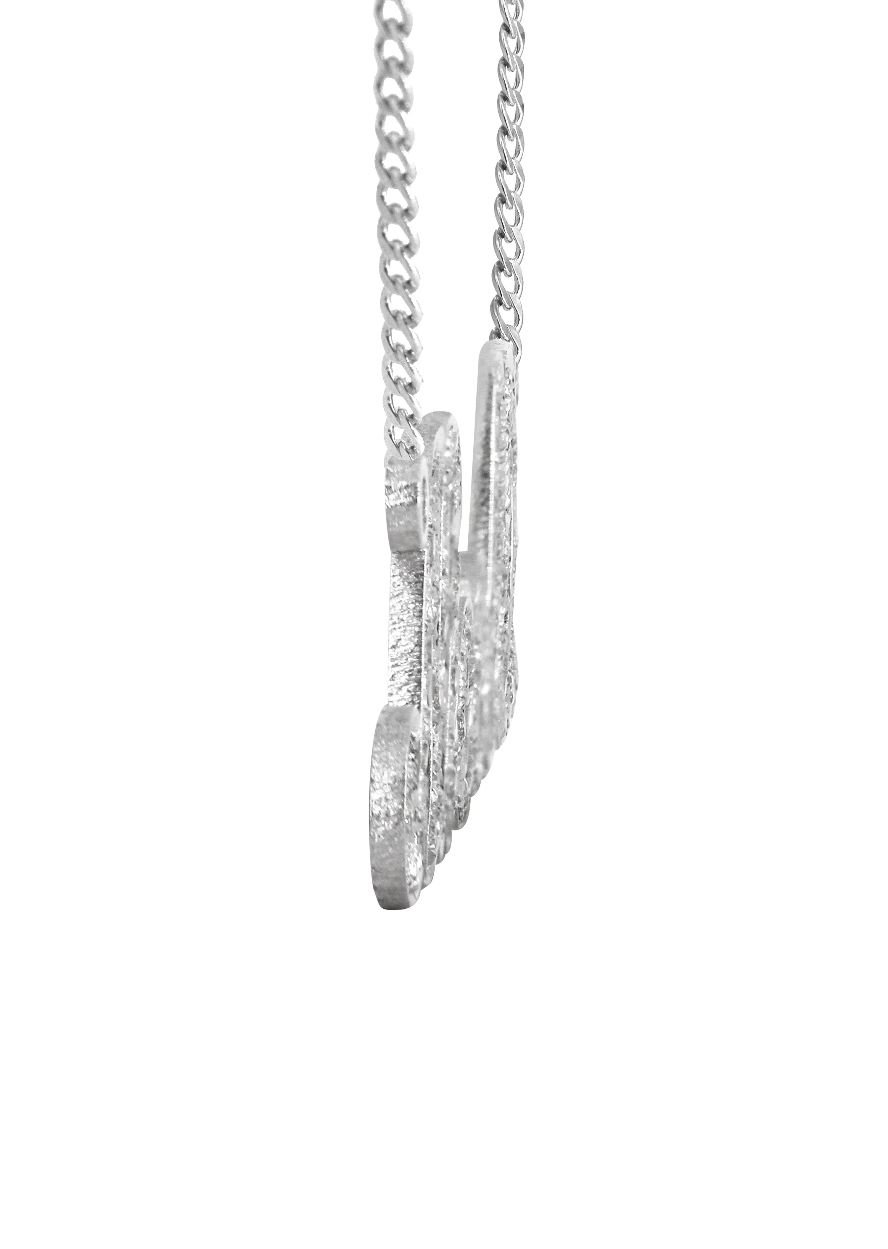 14K Gold  Diamond Cut with Diamonds Name Plate Necklace | Style #4 - Image 3