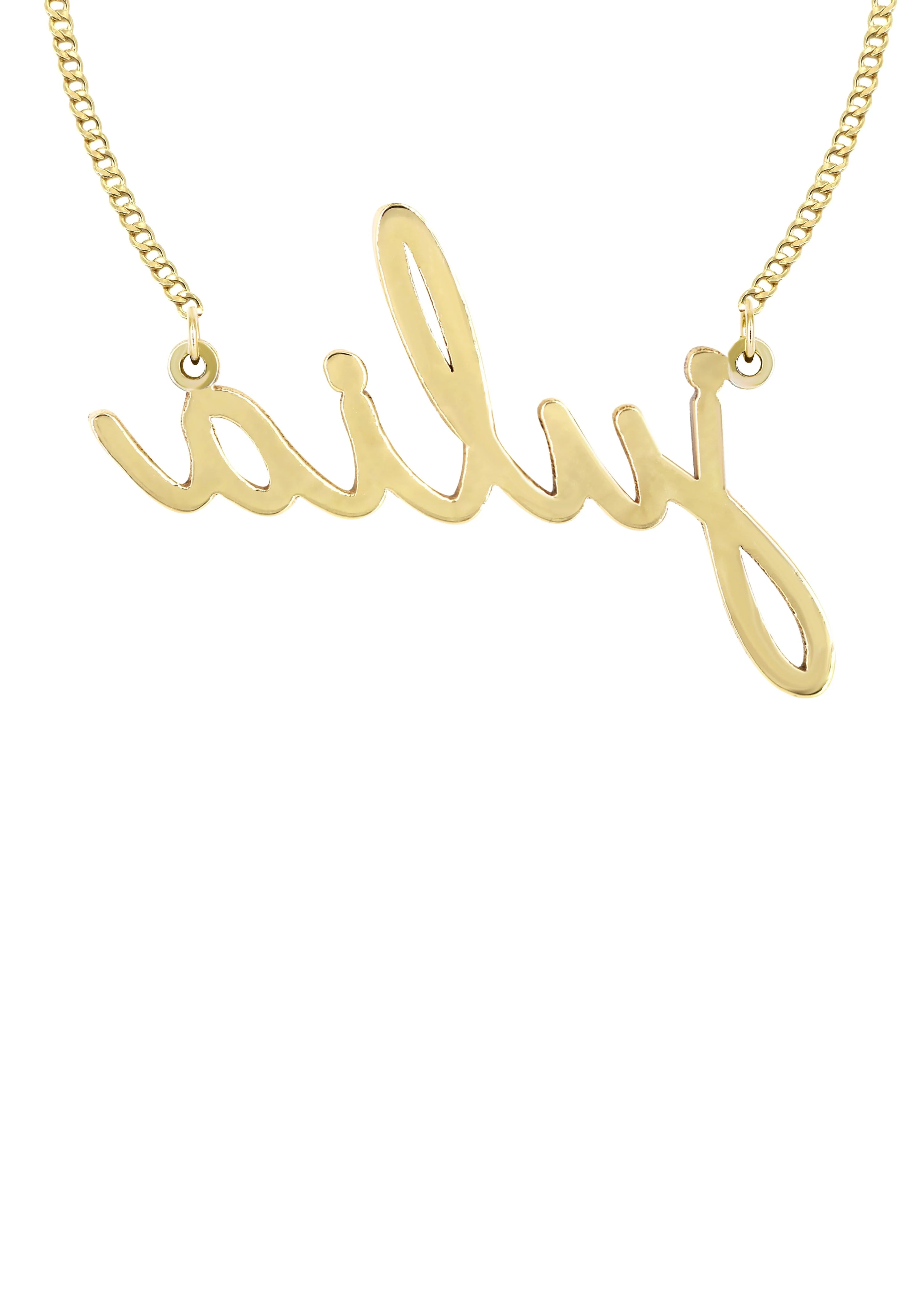 14K Gold  Full Diamond Script Name Plate Necklace | Style #6 - Image 3