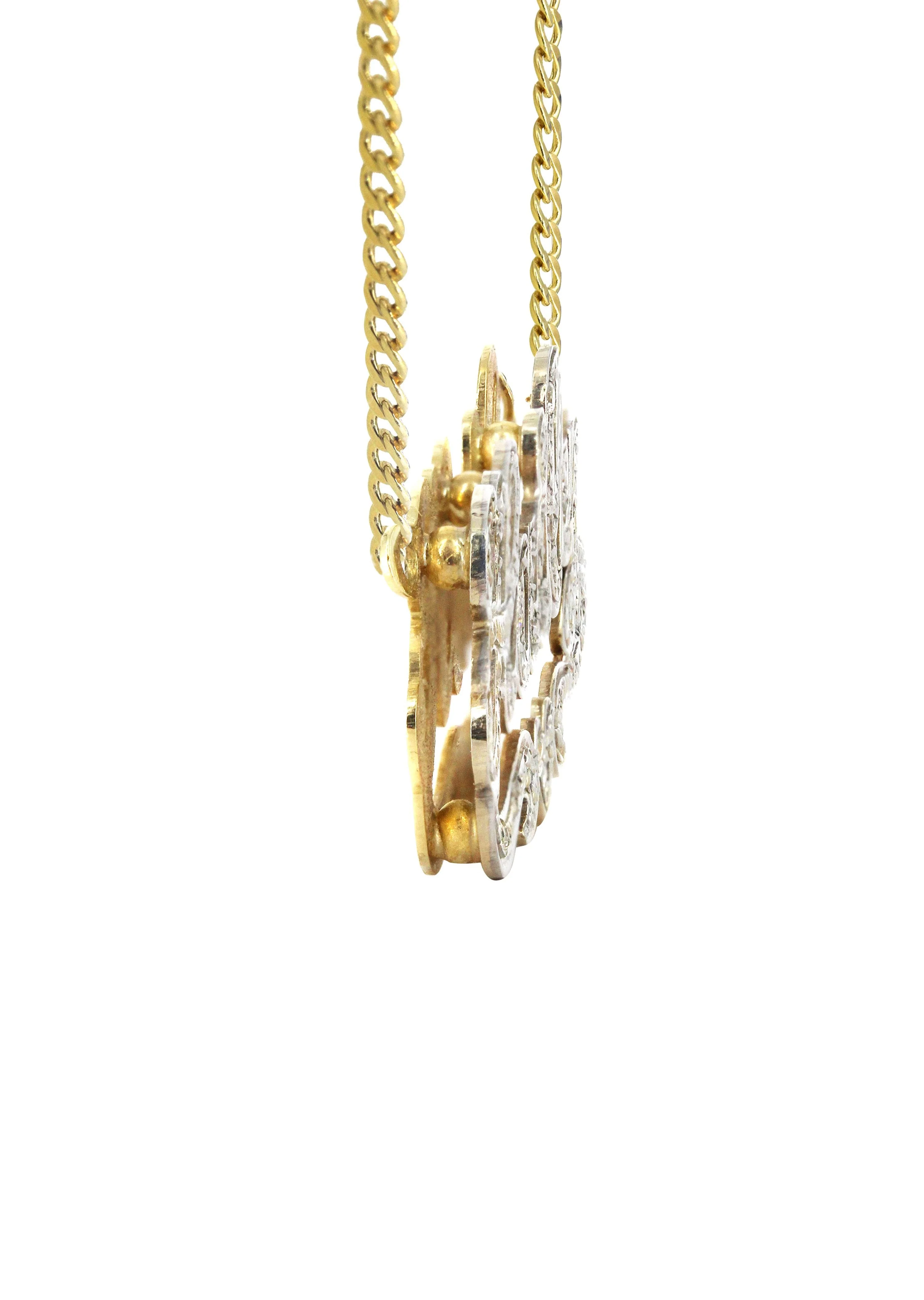 14K Gold  Diamond Cut with Diamonds Name Plate Necklace | Style #16 - Image 3