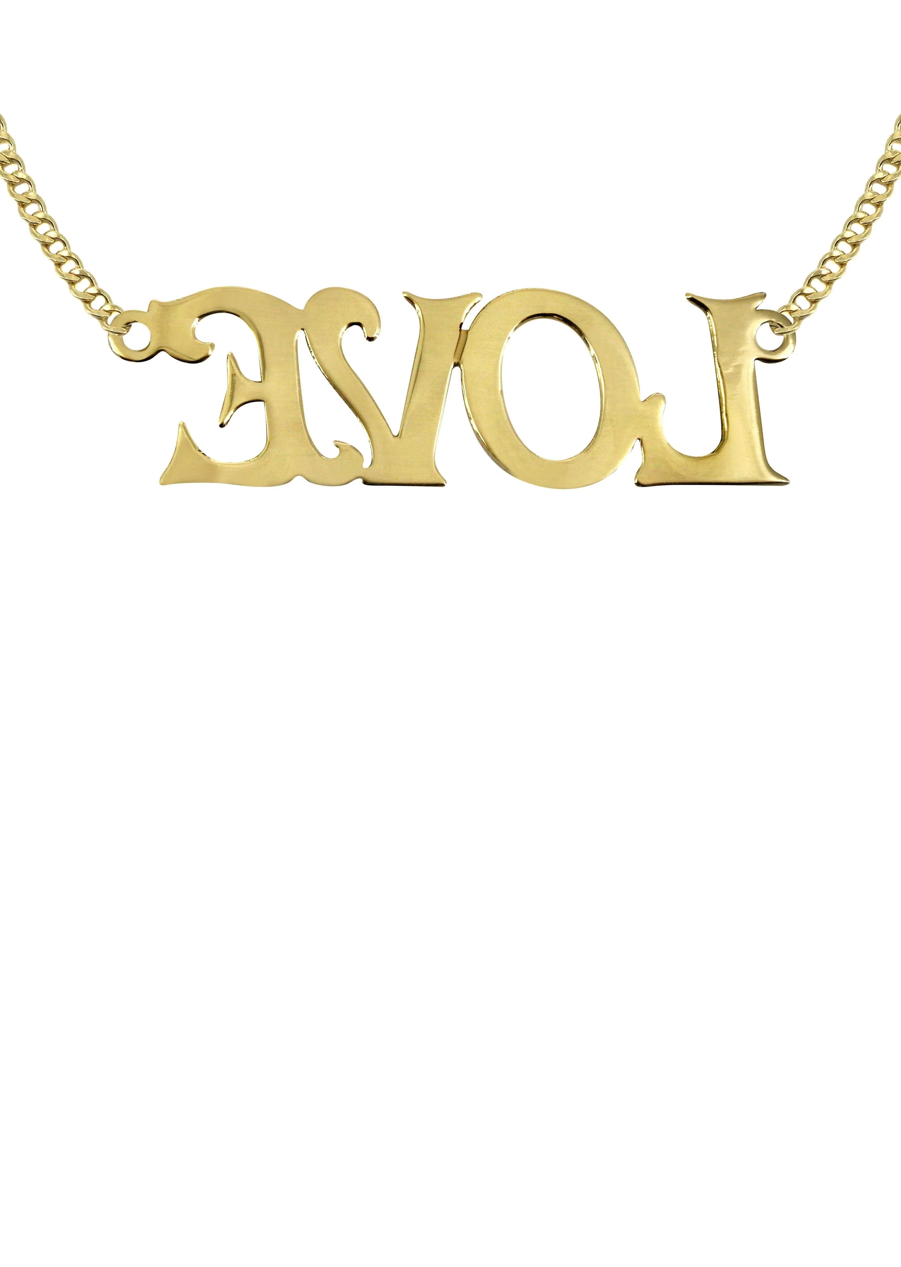 14K Gold Love Name Plate Necklace | Style #36 - Image 2