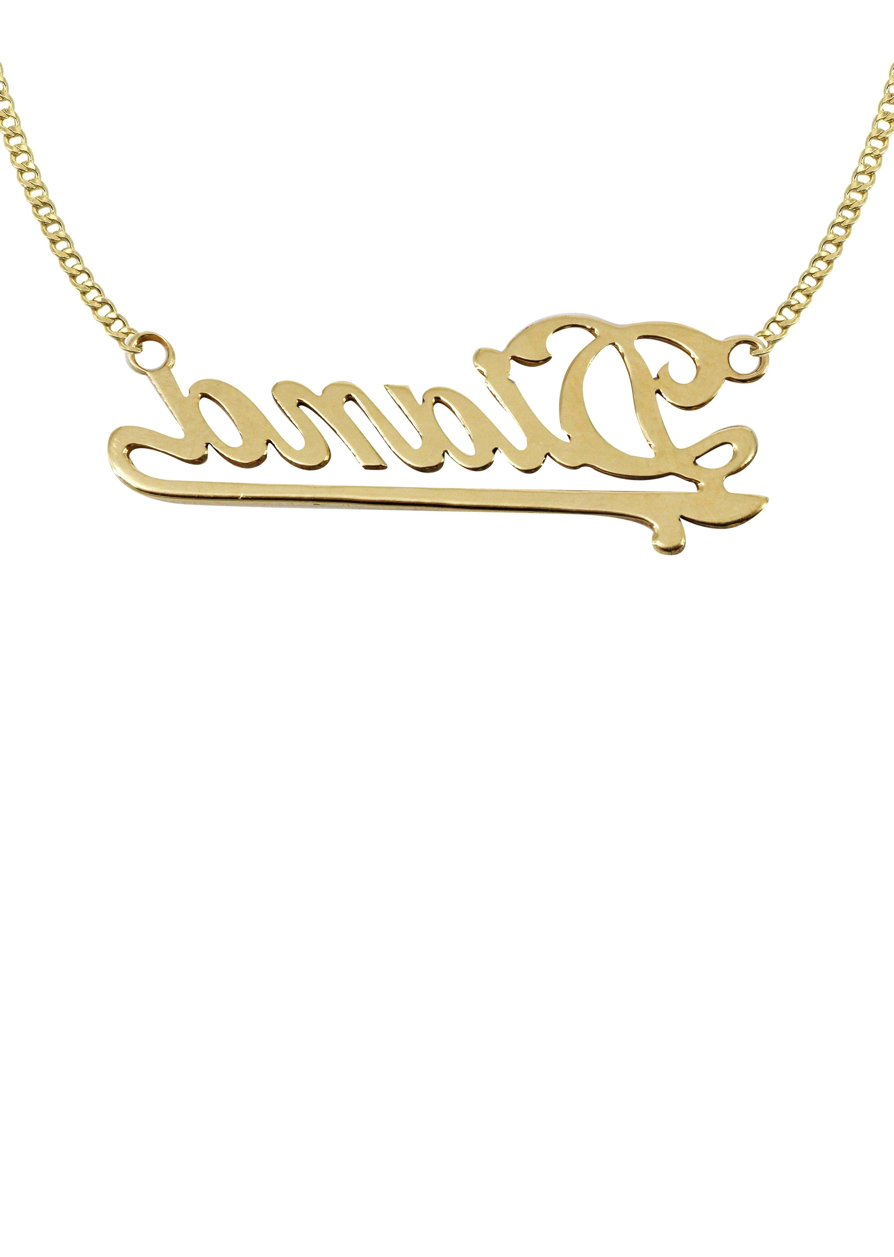 14K Gold  Plain Gold Name Plate Necklace | Style #32 - Image 2