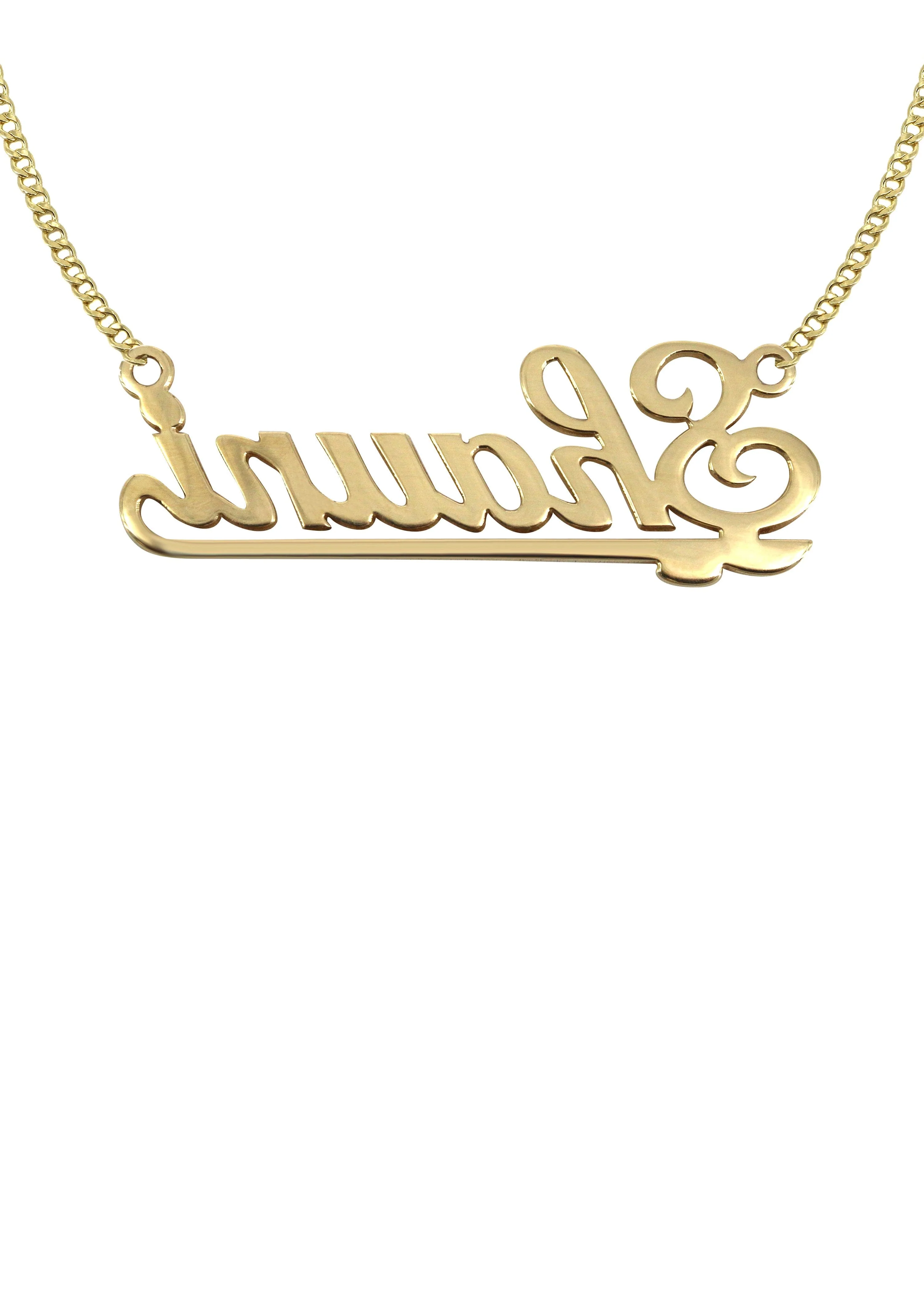 14K Gold Plain Gold Name Plate Necklace | Style #52 - Image 2