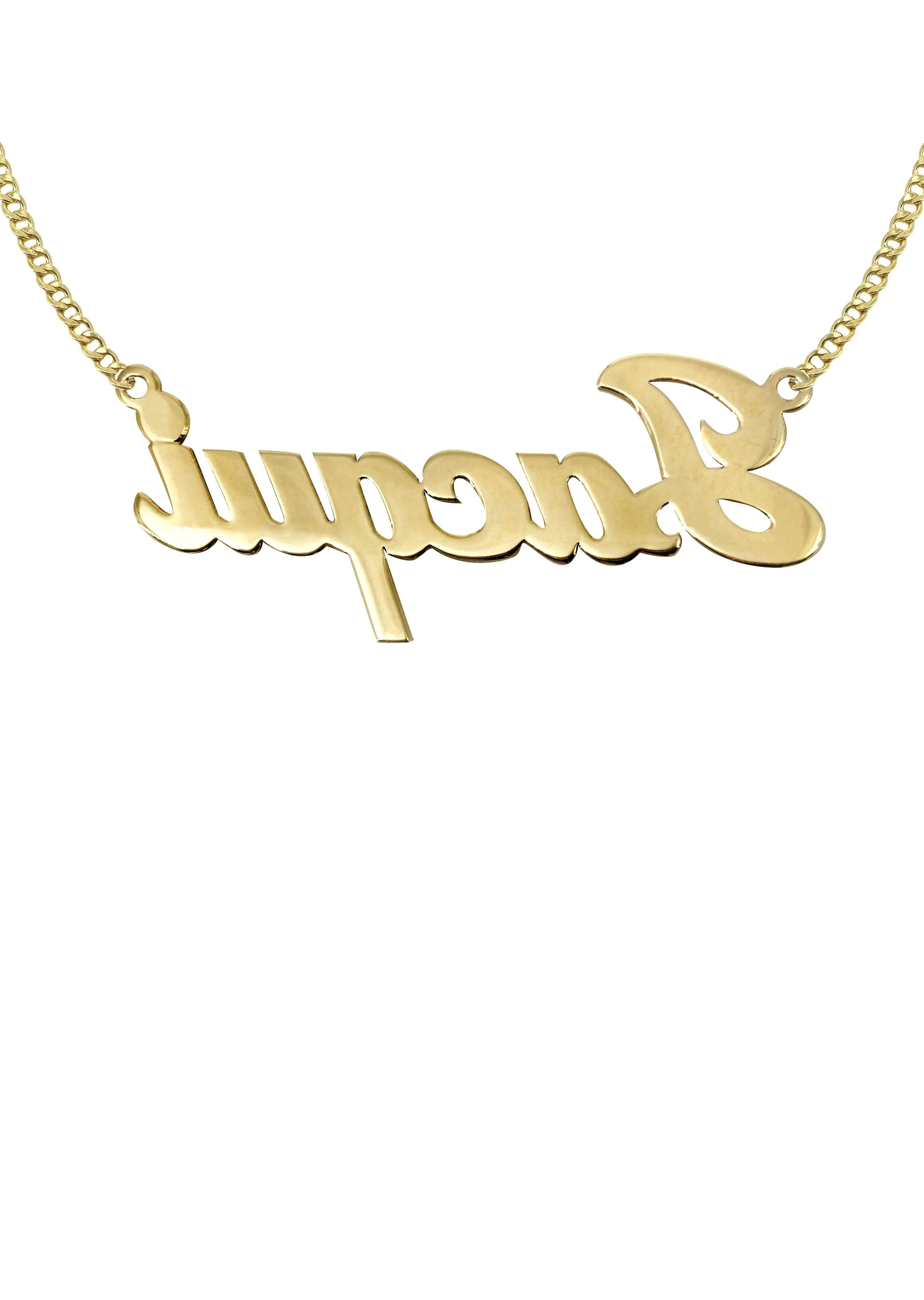 14K Gold  Plain Gold Name Plate Necklace | Style #21 - Image 2