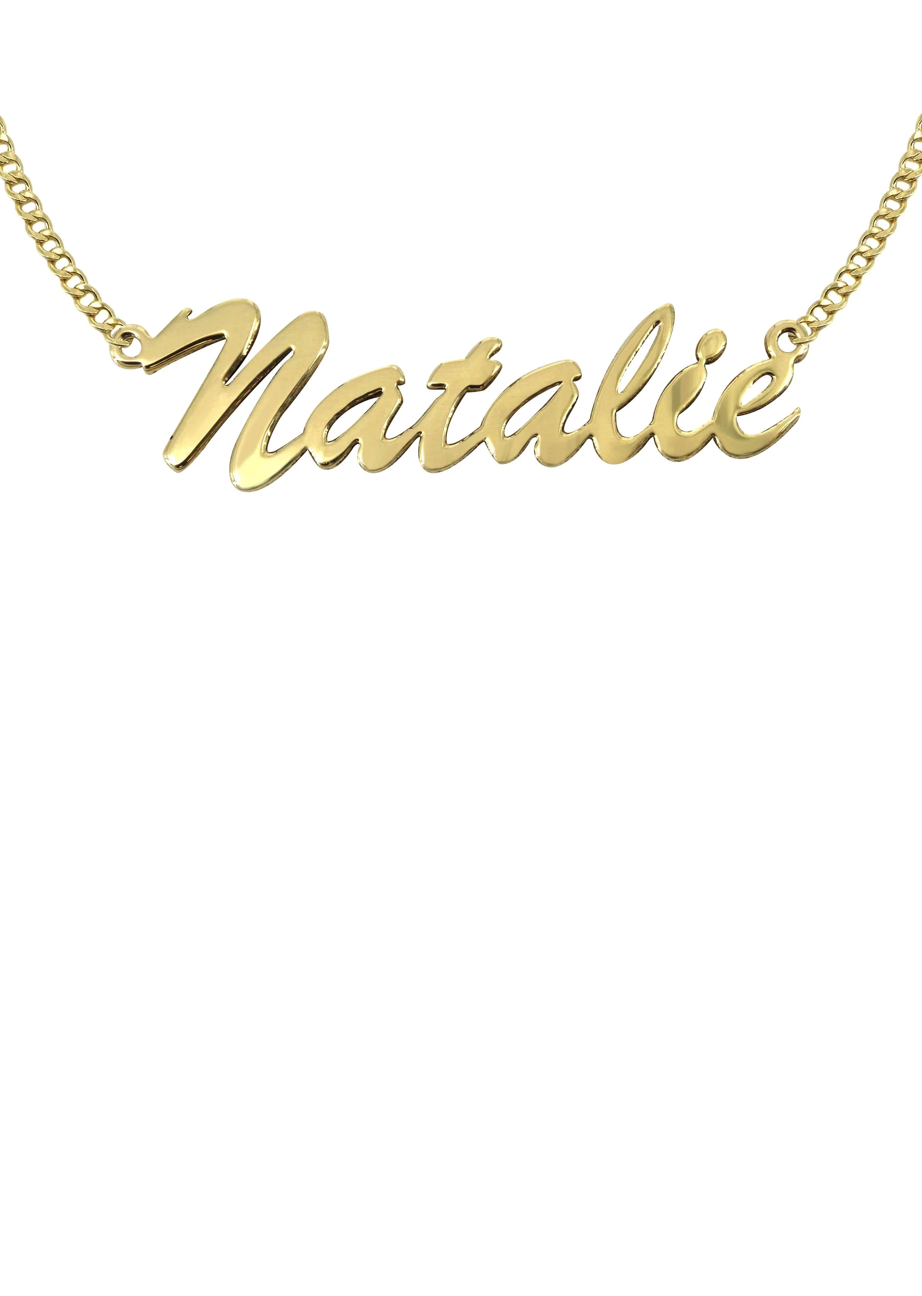 14K Gold  Plain Name Plate Necklace | Style #14