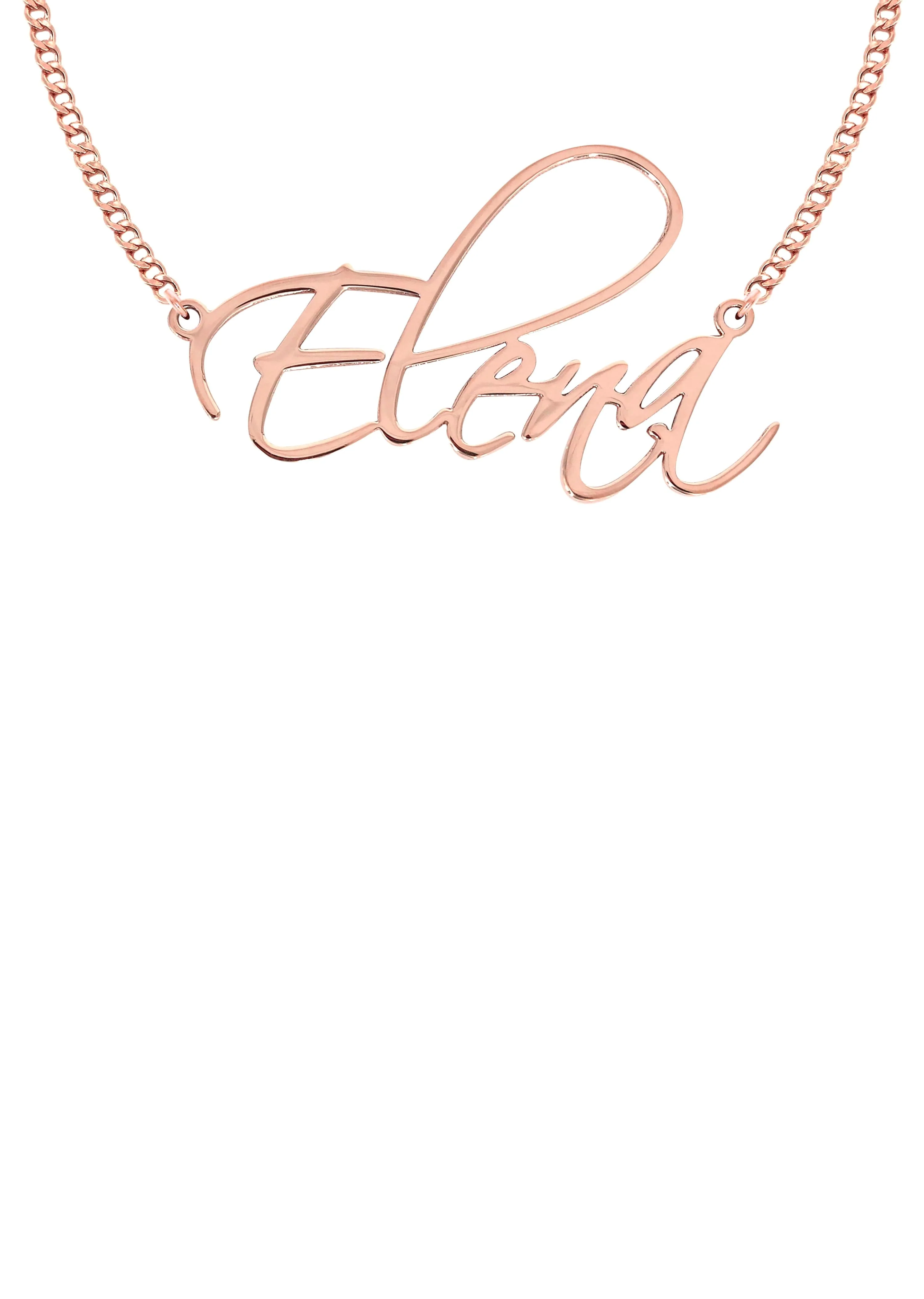 14K Gold Plain Rose Gold Name Plate Necklace | Style #45
