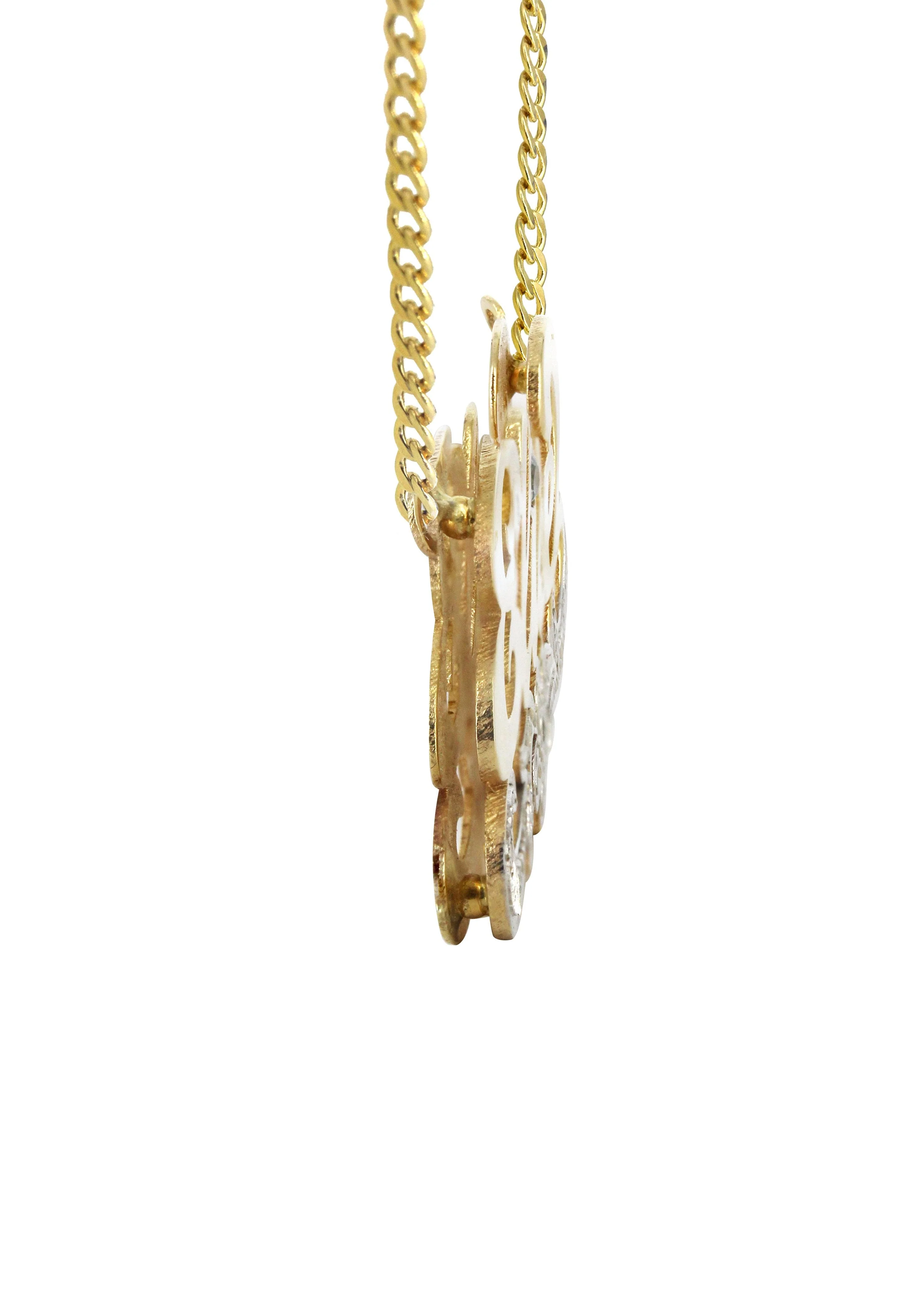 14K Gold  Two Tone Diamond Cut Name Plate Necklace | Style #50 - Image 3