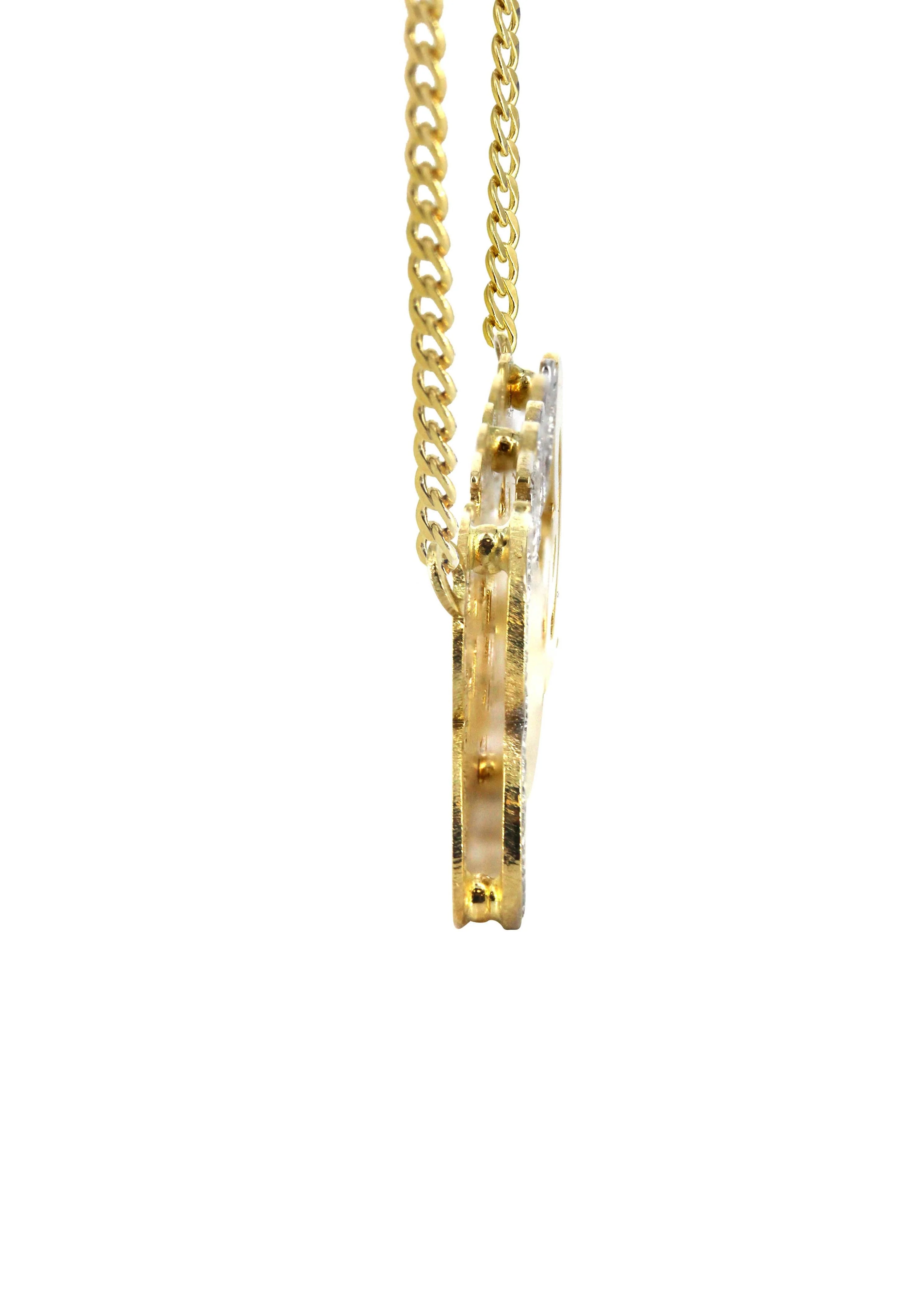 14K Gold  Two Tone Diamond Cut Name Plate Necklace | Style #57 - Image 3
