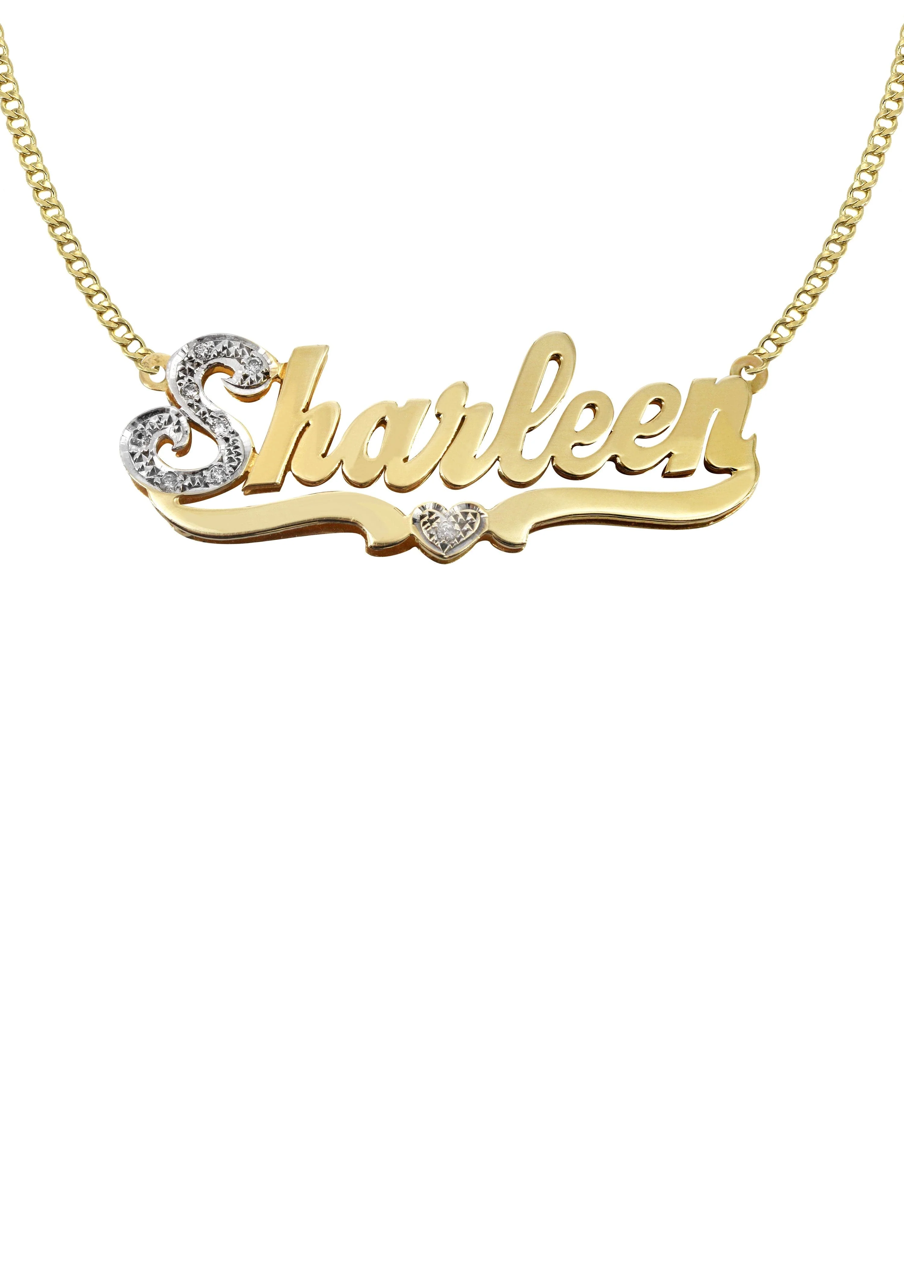14K Gold  Two Tone  Name Plate Necklace | Style #64