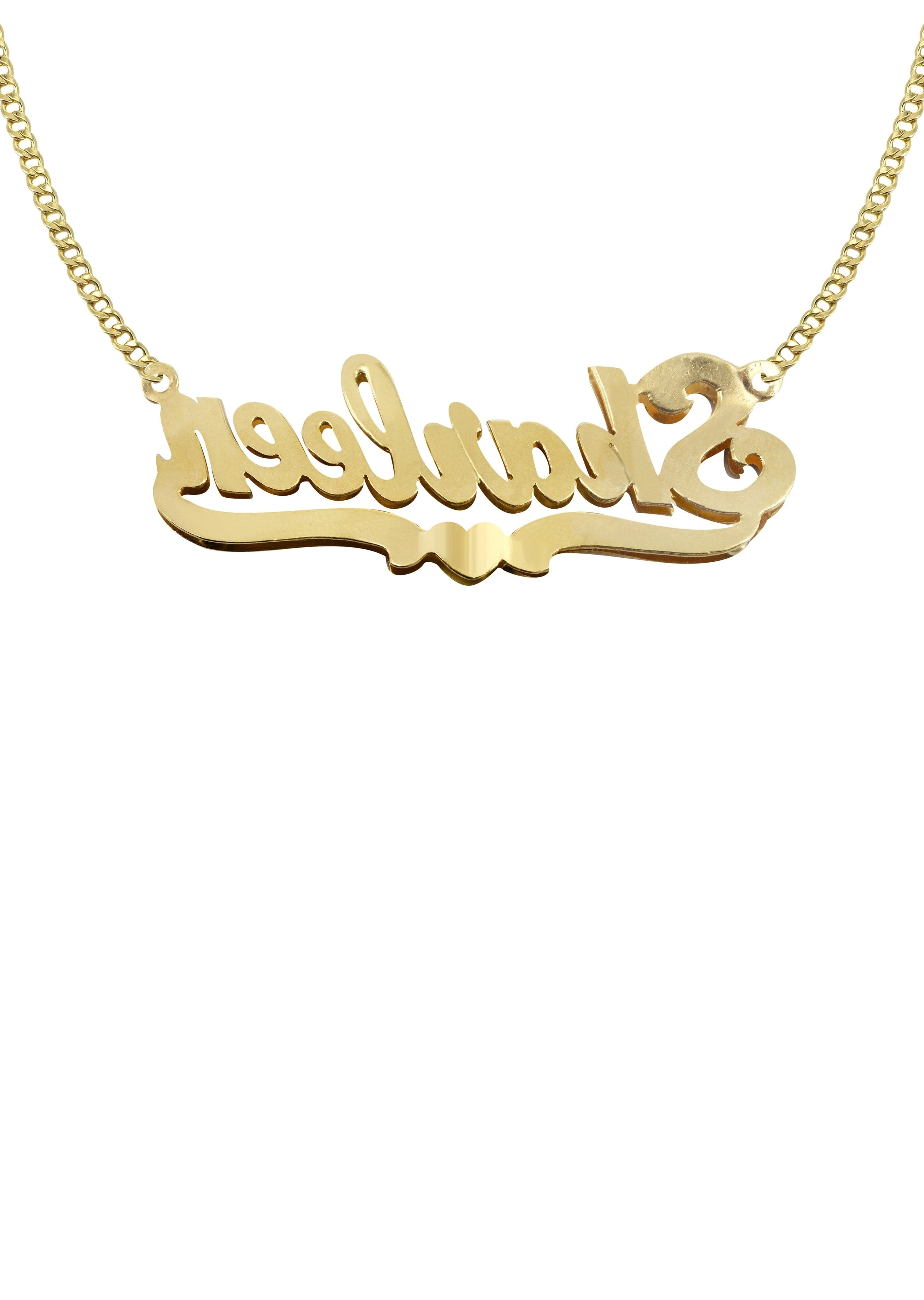 14K Gold  Two Tone  Name Plate Necklace | Style #64 - Image 2