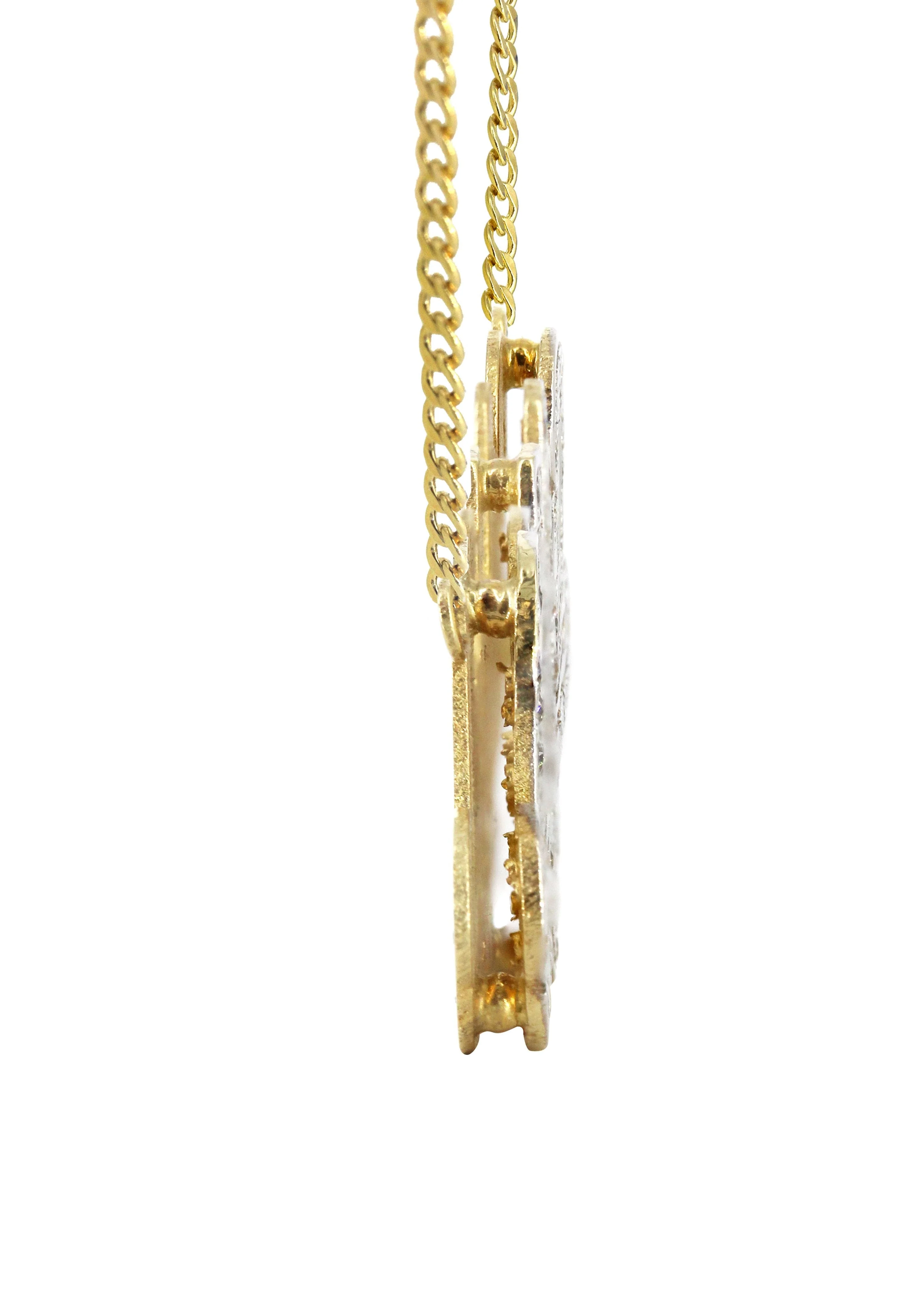 14K Gold Two Tone Diamonds Name Plate Necklace | Style #1 - Image 3