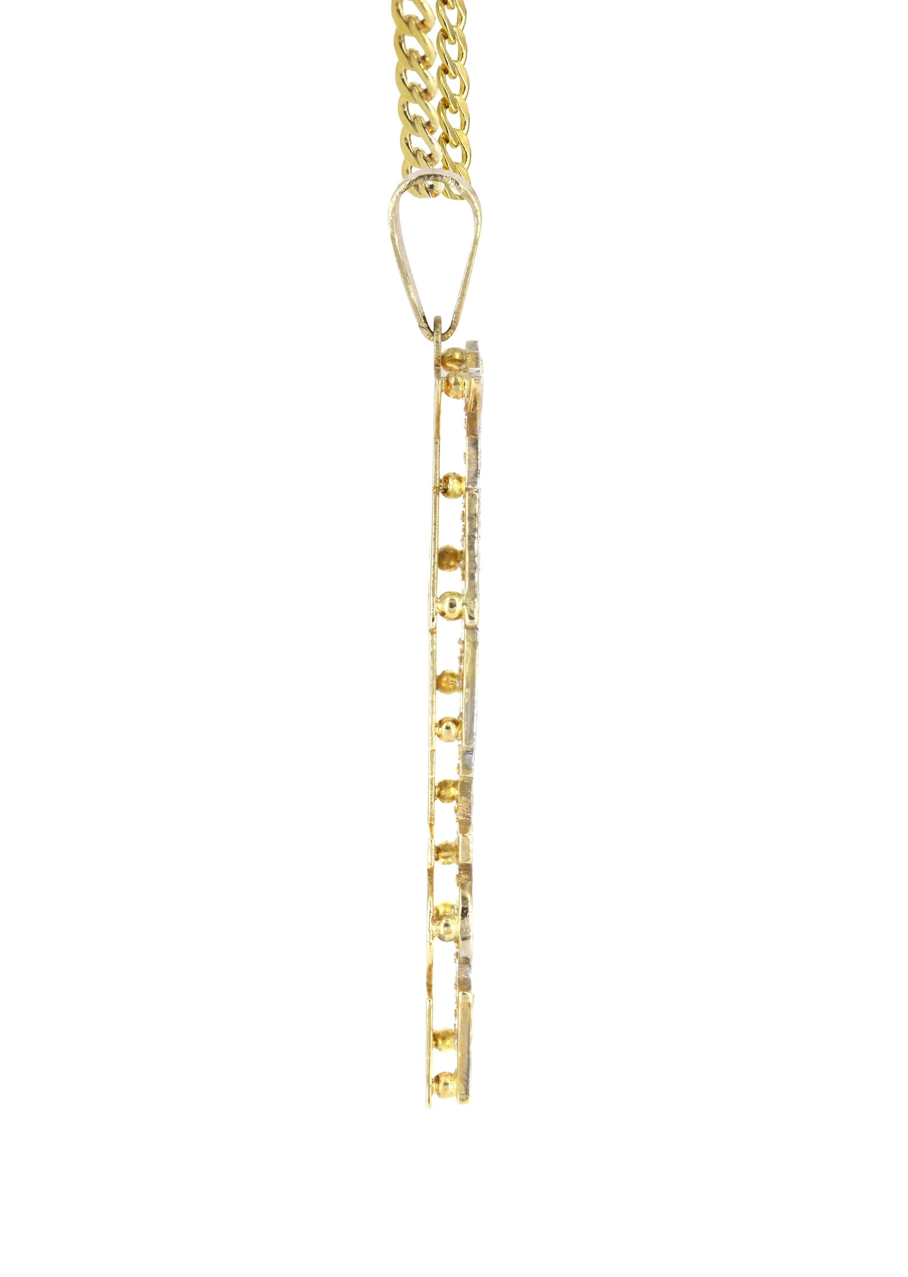14K Gold  Vertical with Diamonds Name Plate Necklace | Style #13 - Image 3