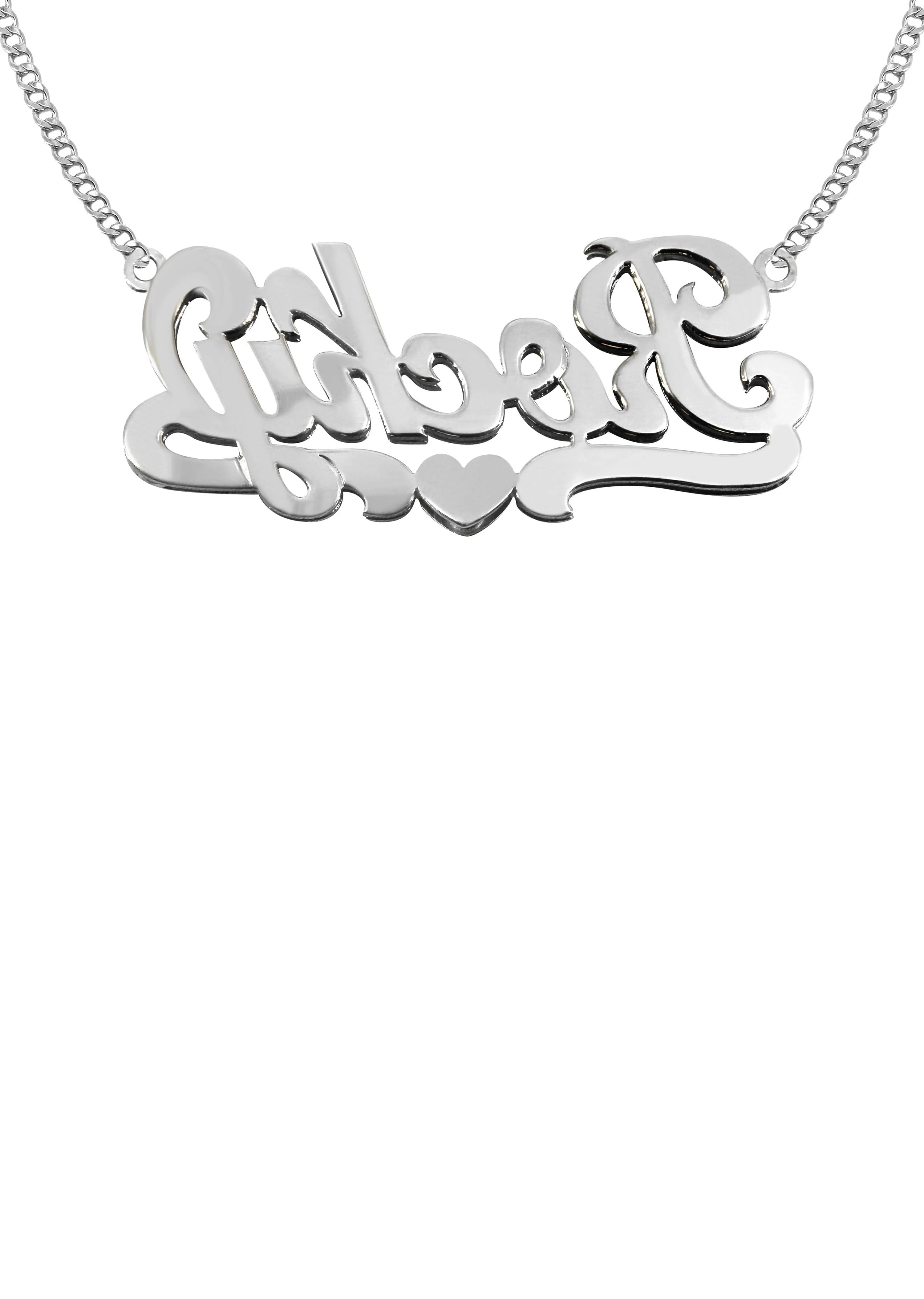 14K White Gold with Diamond Name Plate Necklace | Style #94 - Image 2