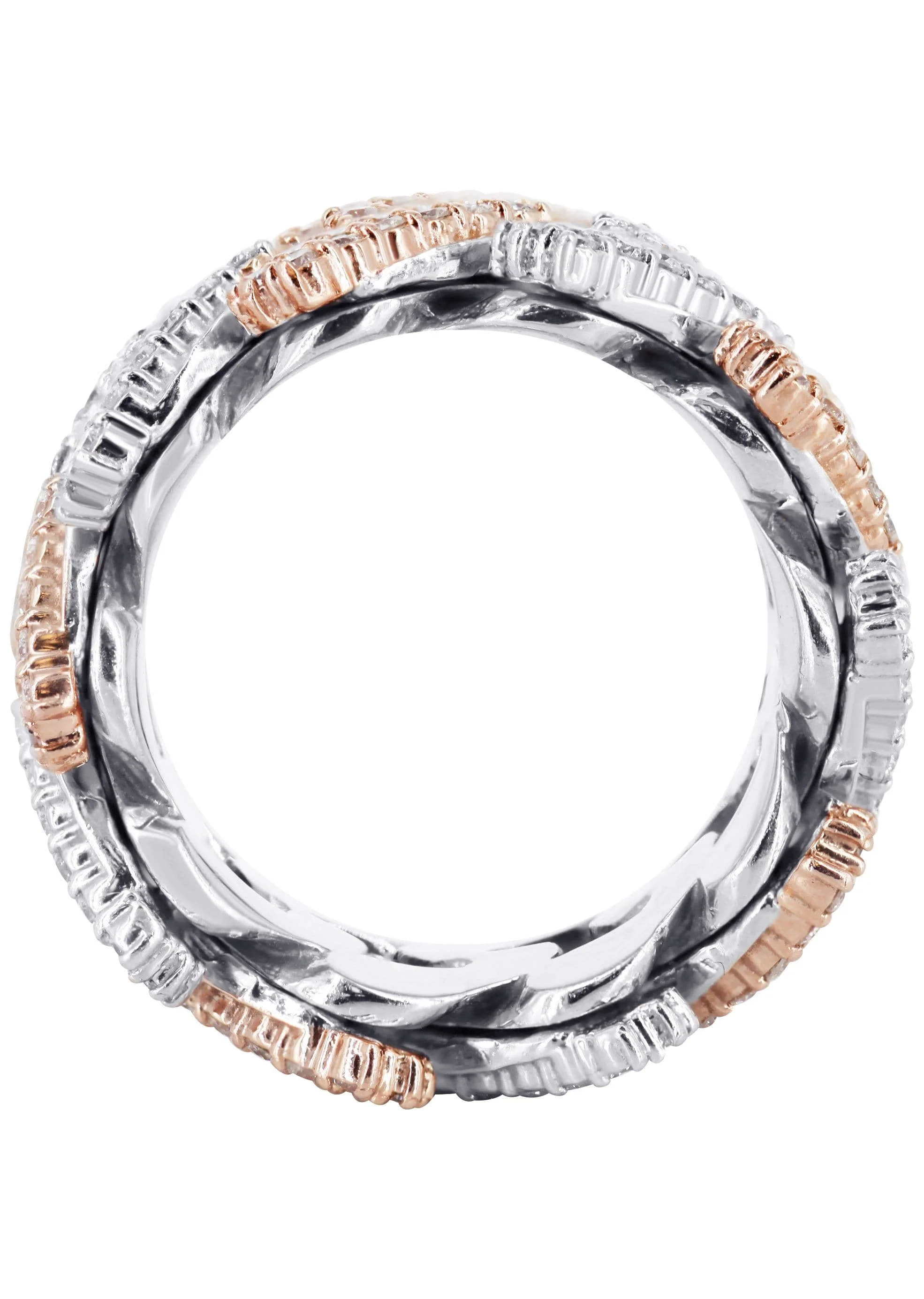 14K Rose And White Gold Diamond Cuban Link Ring | 20.1 Grams | 4.05 Carats - Image 3