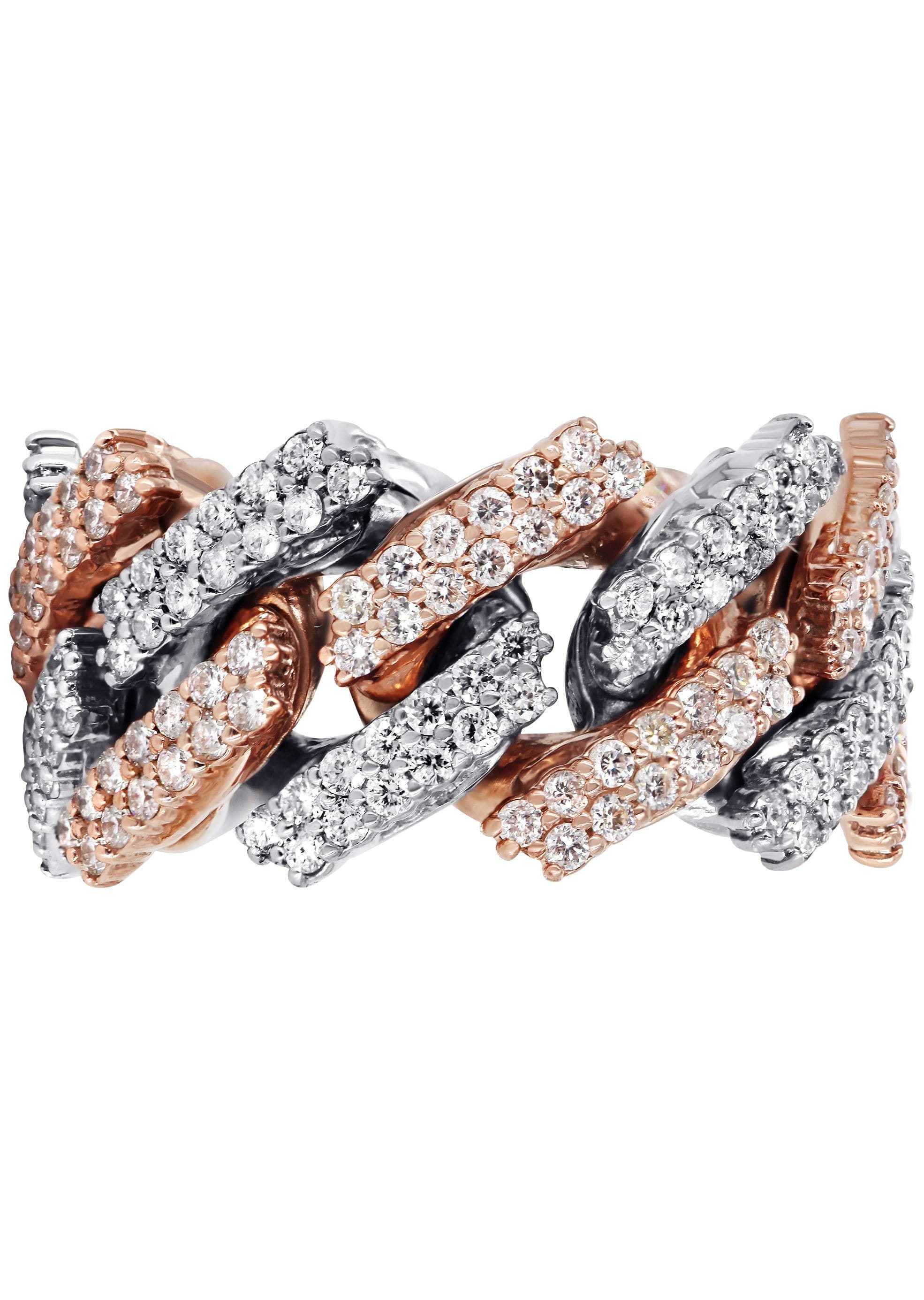 14K Rose And White Gold Diamond Cuban Link Ring | 4.00 Carats - Image 2