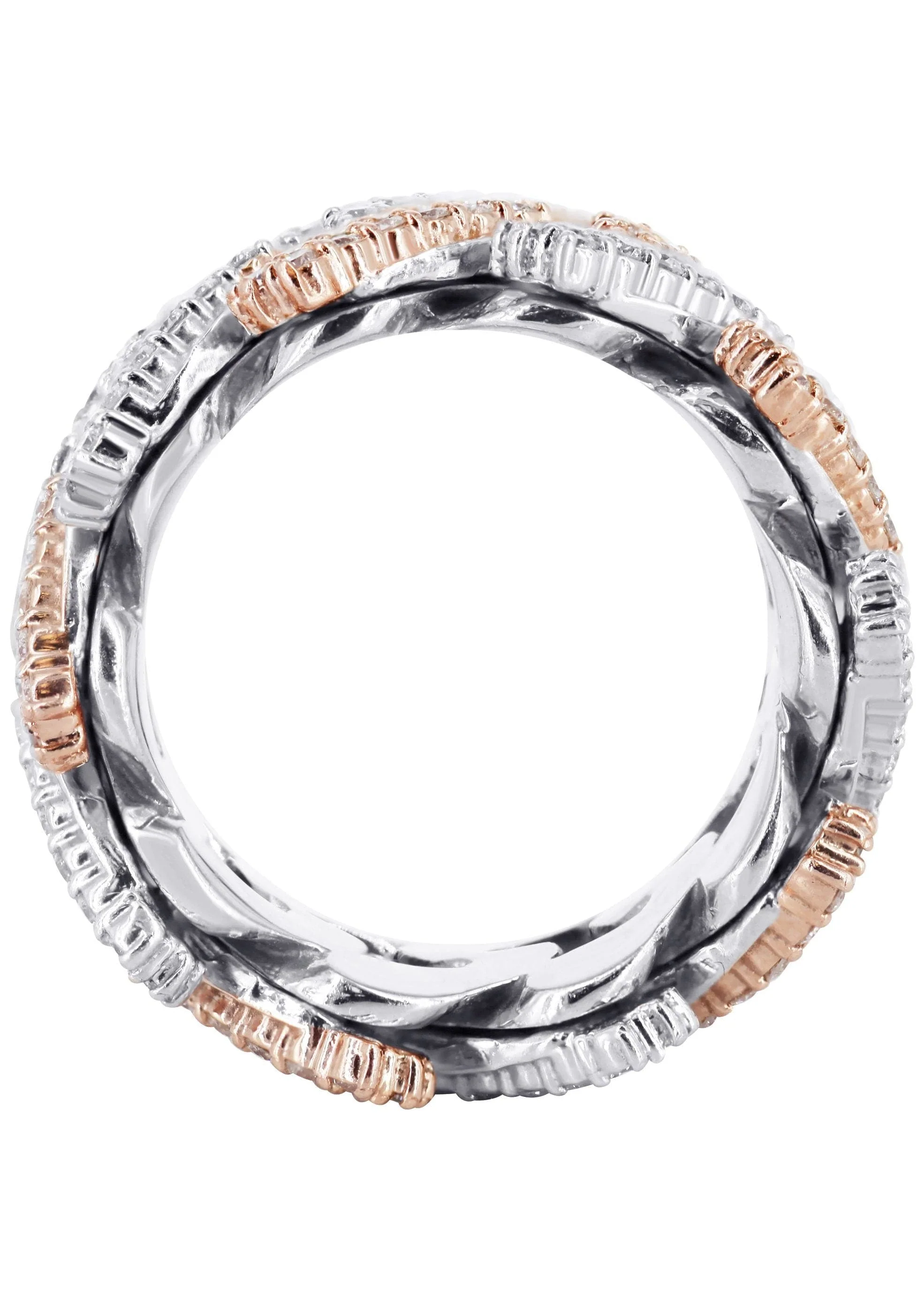 14K Rose And White Gold Diamond Cuban Link Ring | 4.00 Carats - Image 3