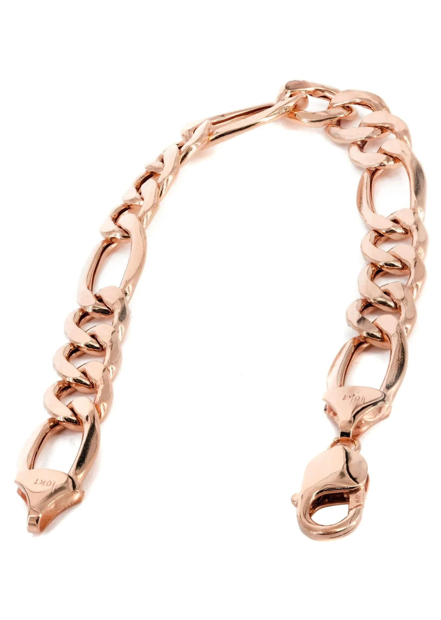 14K Rose Gold Bracelet Semi Solid  Figaro - Image 2