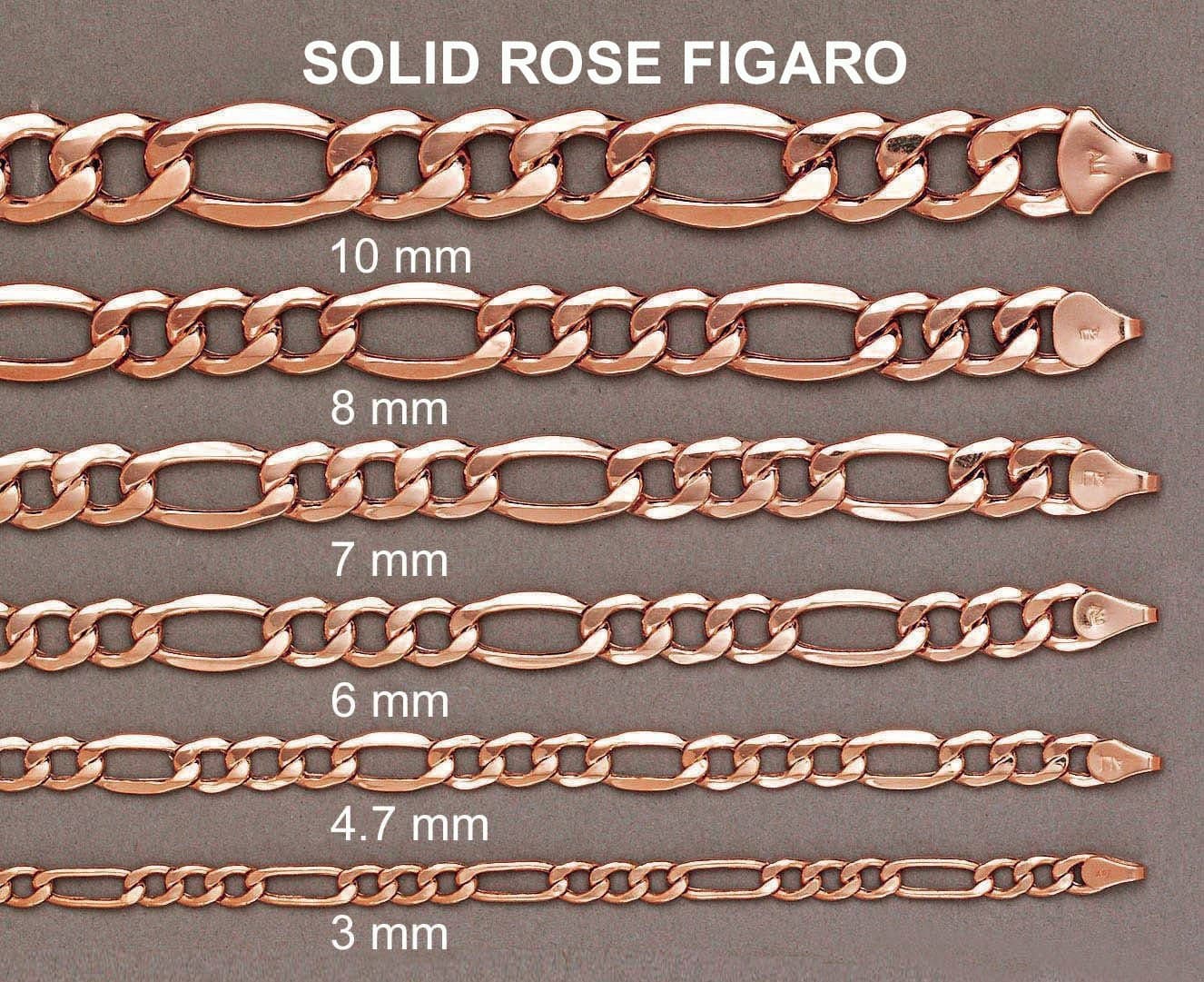 14K Rose Gold Bracelet Semi Solid  Figaro - Image 4