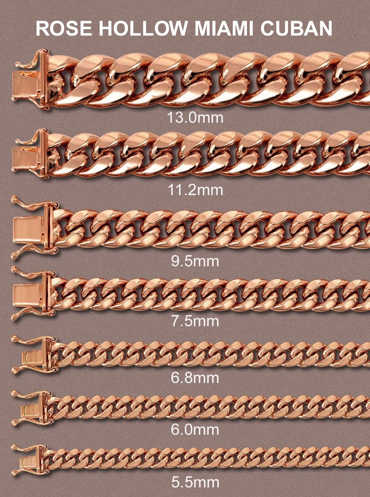 14K Rose Gold Bracelet Semi Solid  Miami Cuban Link - Image 4