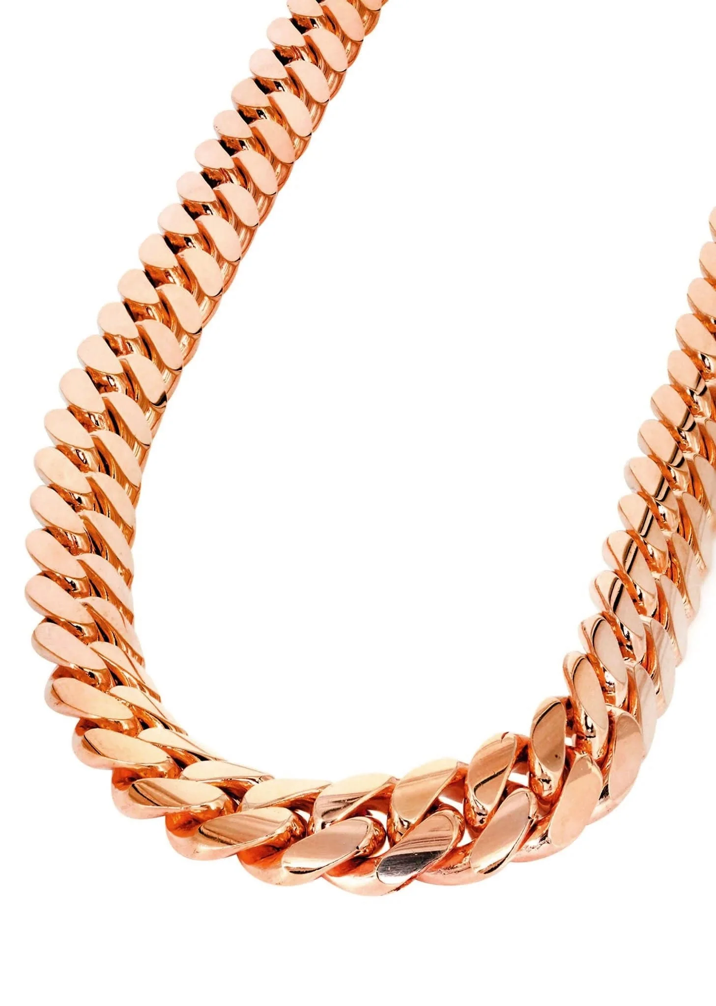 Solid Miami Cuban Link Chain 14K Rose Gold