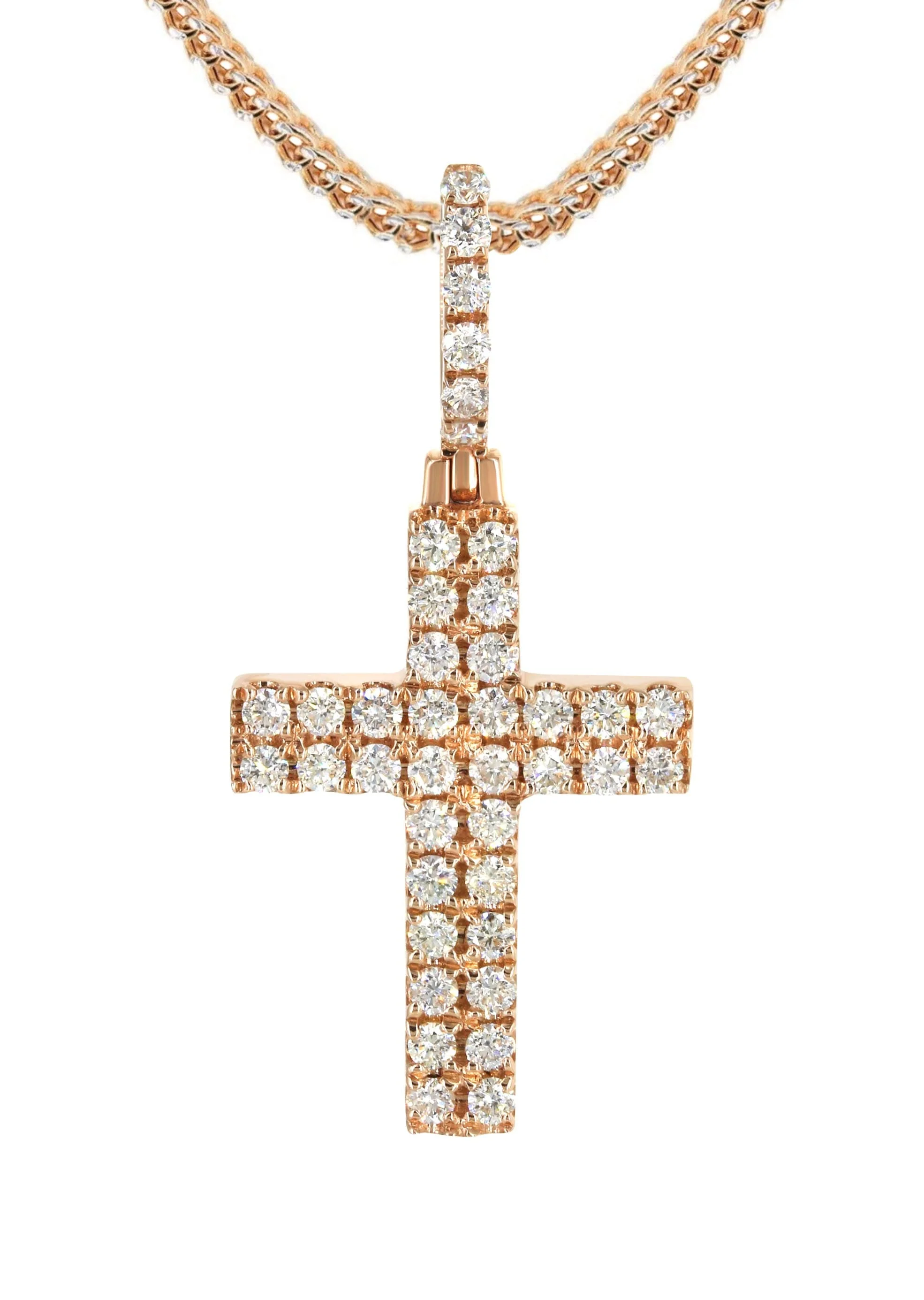 14K Rose Gold Diamond Cross Necklace | 0.98 Carats - Image 2