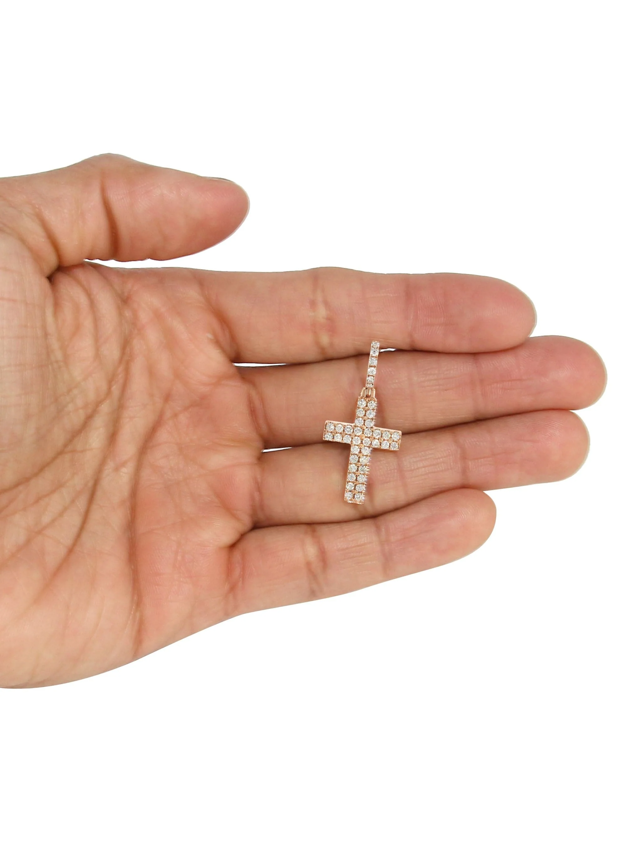 14K Rose Gold Diamond Cross Necklace | 0.98 Carats - Image 5