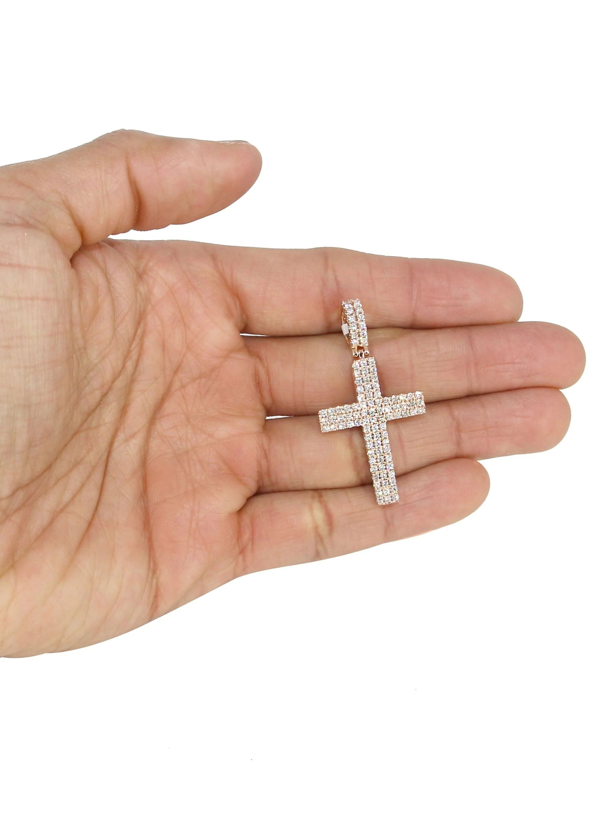 14K Rose Gold Diamond Cross Necklace | 1.69 Carats - Image 5