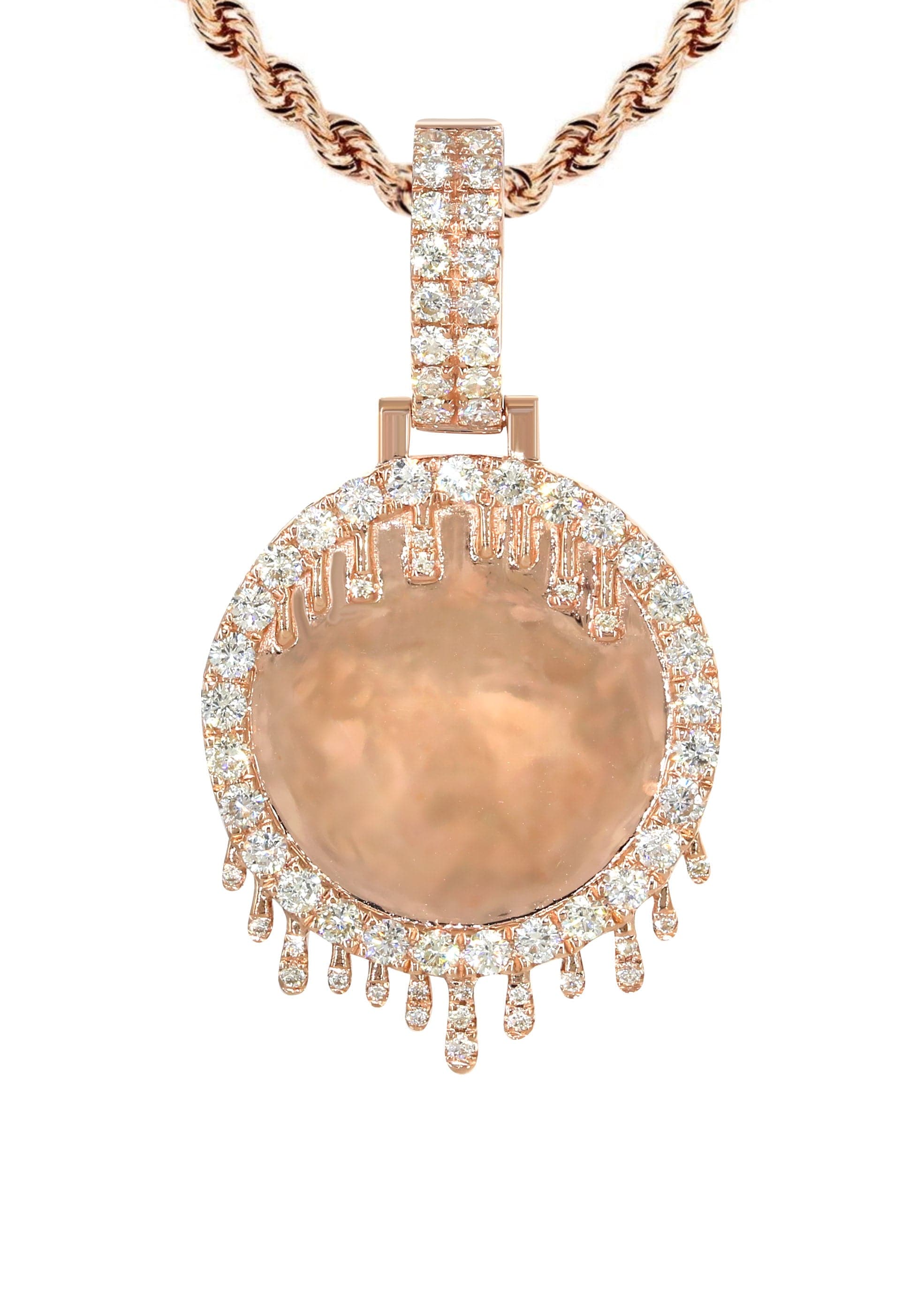 14K Rose Gold Diamond Round Drip Picture Pendant Necklace | 1.4 Carats | Appx. 16 Grams - Image 2