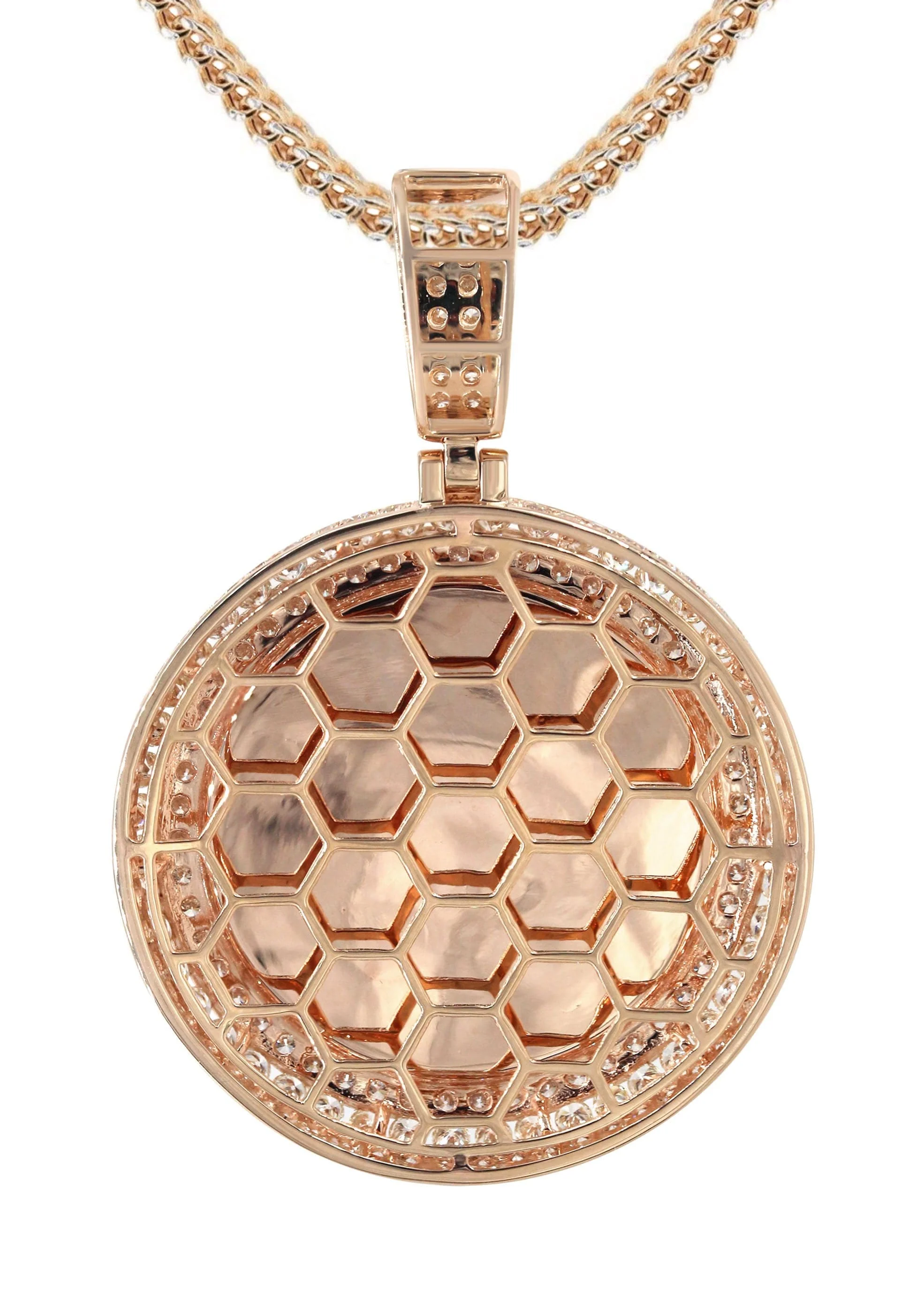 14K Rose Gold Diamond Round Picture Pendant Necklace | 4.25 Carats | Appx. 20.9 Grams - Image 3