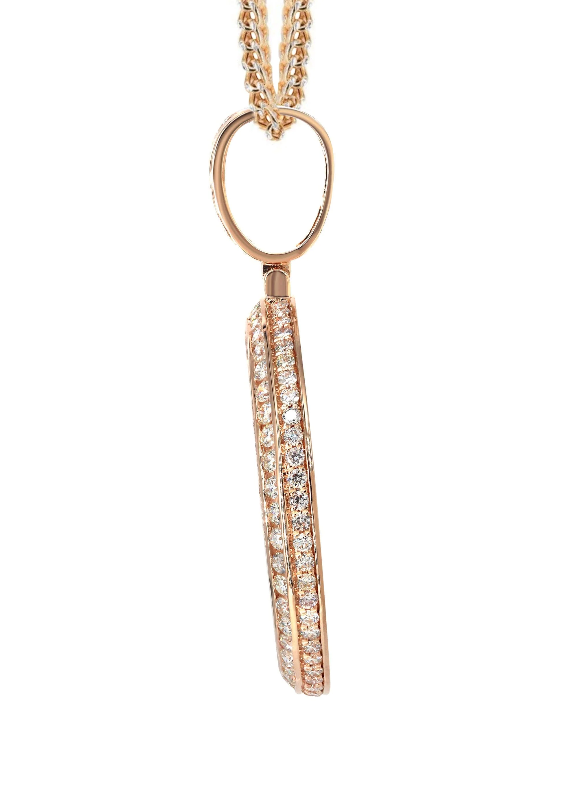 14K Rose Gold Diamond Round Picture Pendant Necklace | 4.25 Carats | Appx. 20.9 Grams - Image 4