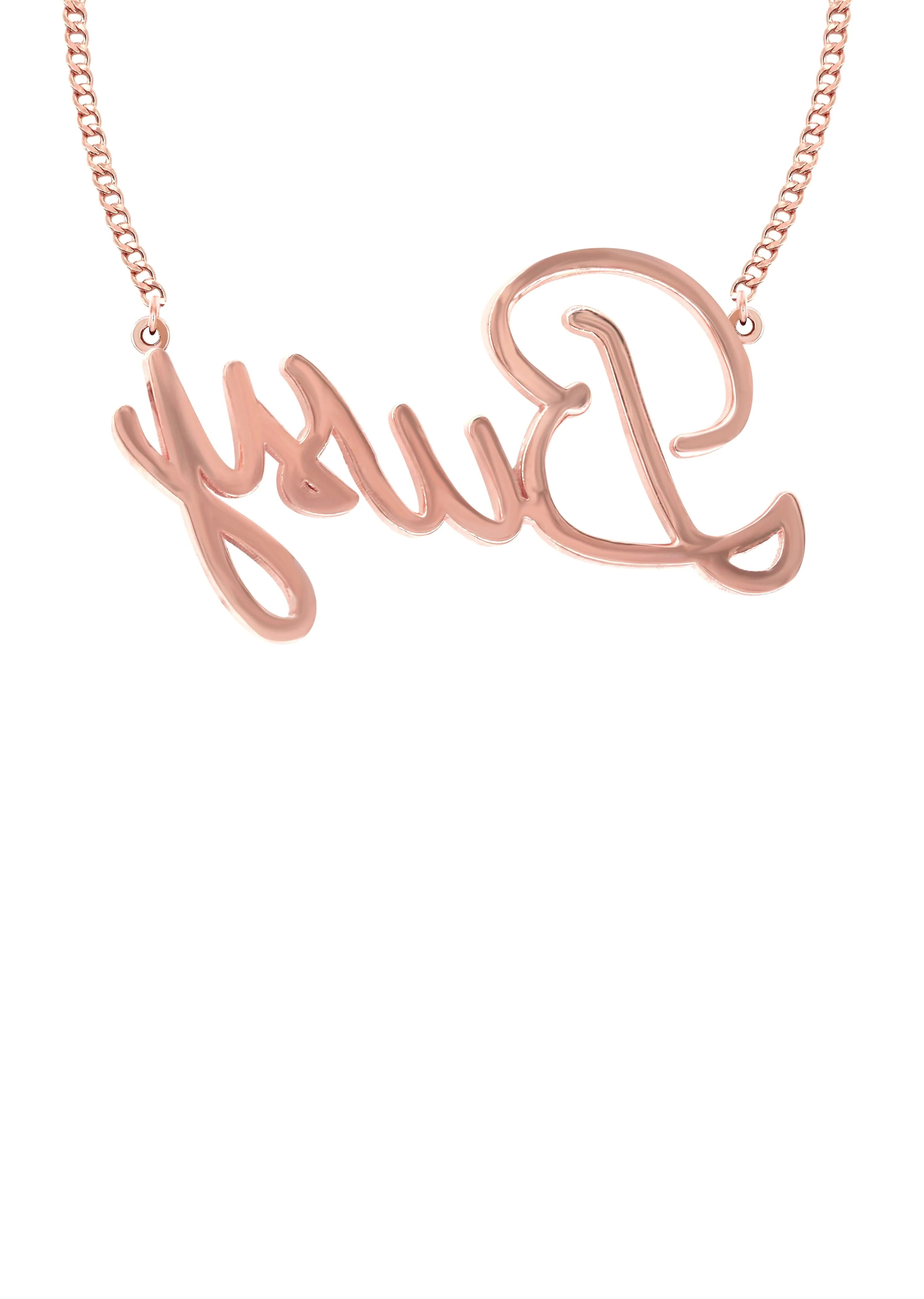 14K Rose Gold  Full Diamond Script Name Plate Necklace | Style #114 - Image 2