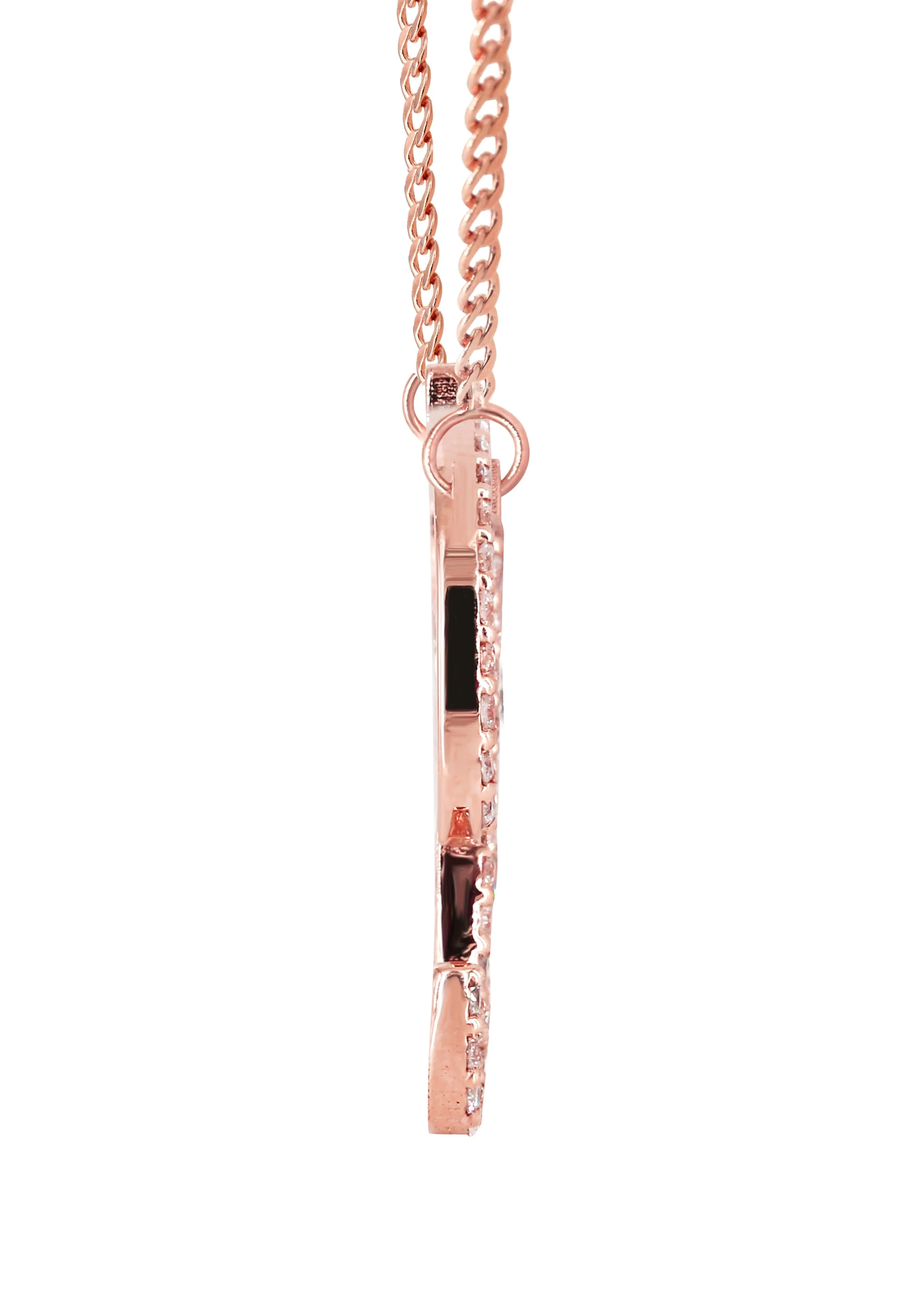 14K Rose Gold  Full Diamond Script Name Plate Necklace | Style #114 - Image 3