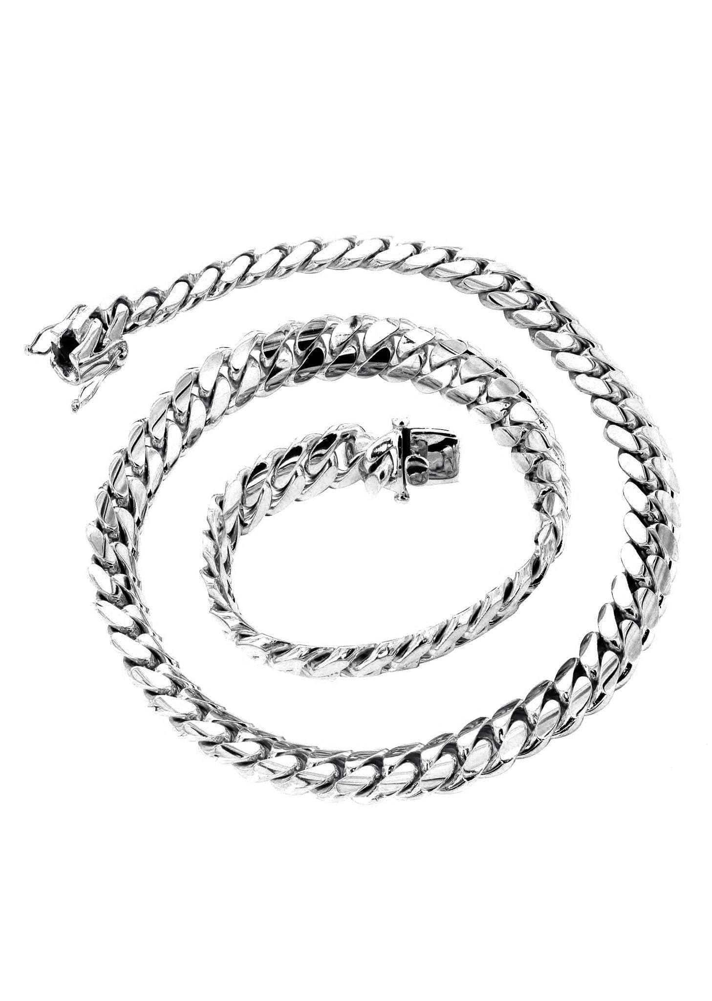 Solid Miami Cuban Link Chain 14K White Gold - Image 2