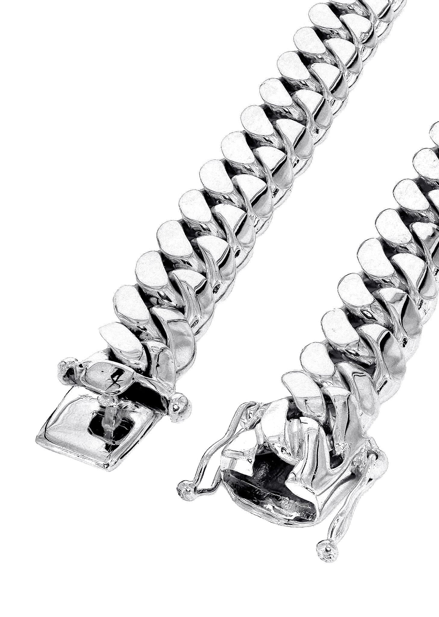 Solid Miami Cuban Link Chain 14K White Gold - Image 4