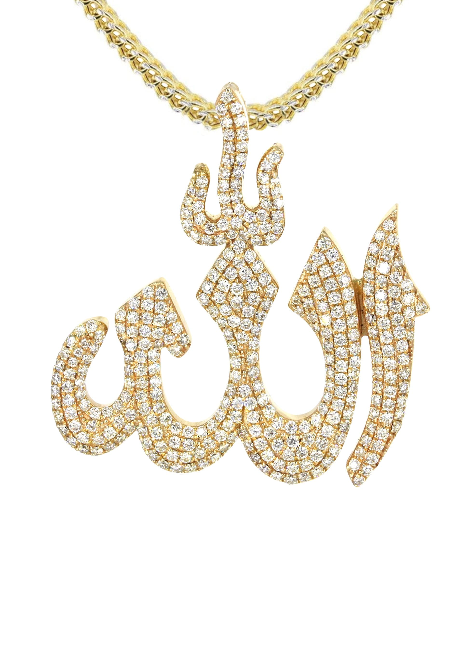 14K Yellow Gold Diamond Allah Necklace | 2.1 Carats - Image 2